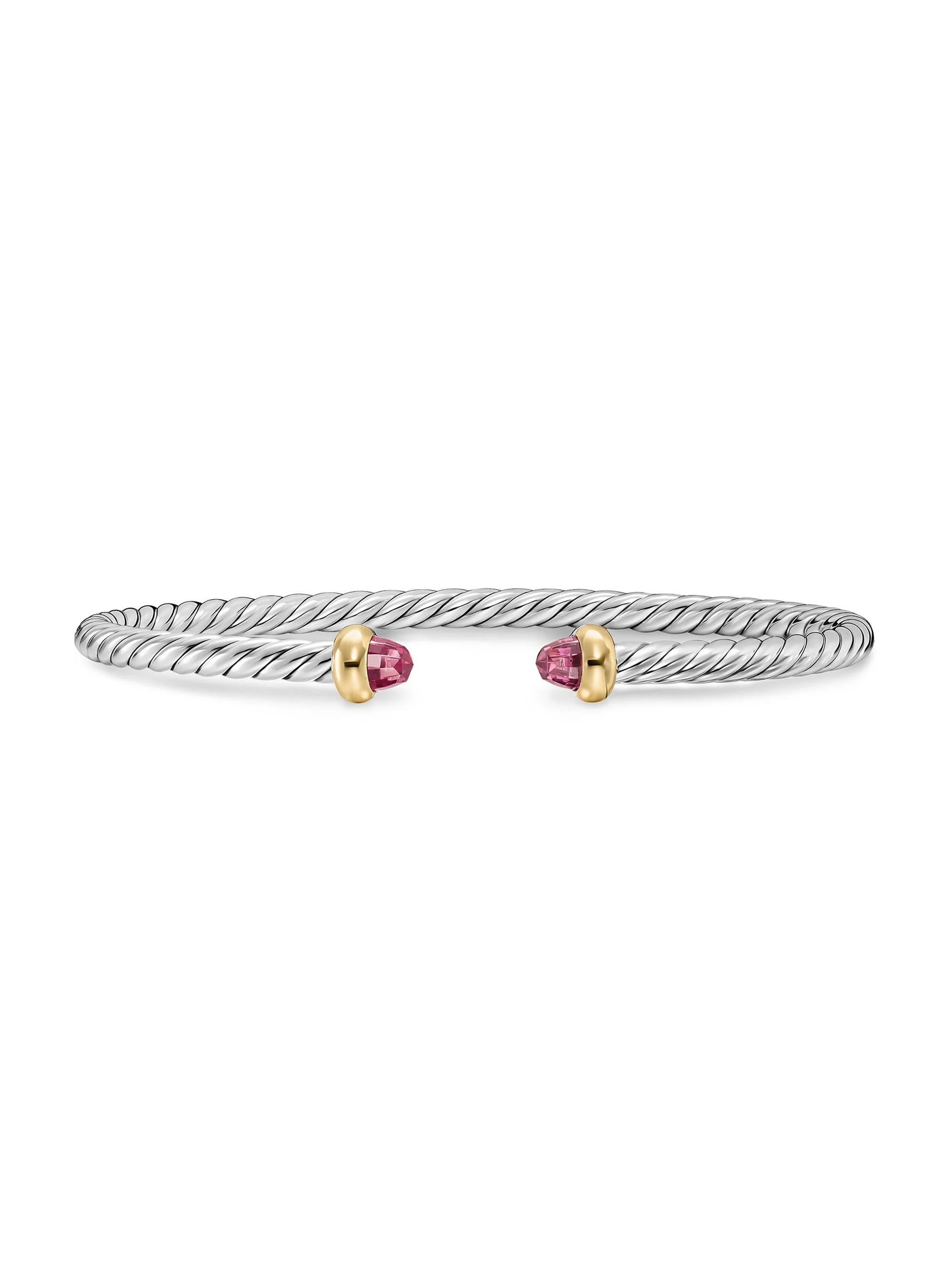 Women's Micro Cable Flex Teen Bracelet in Sterling Silver - Pink Tourmaline - 1
