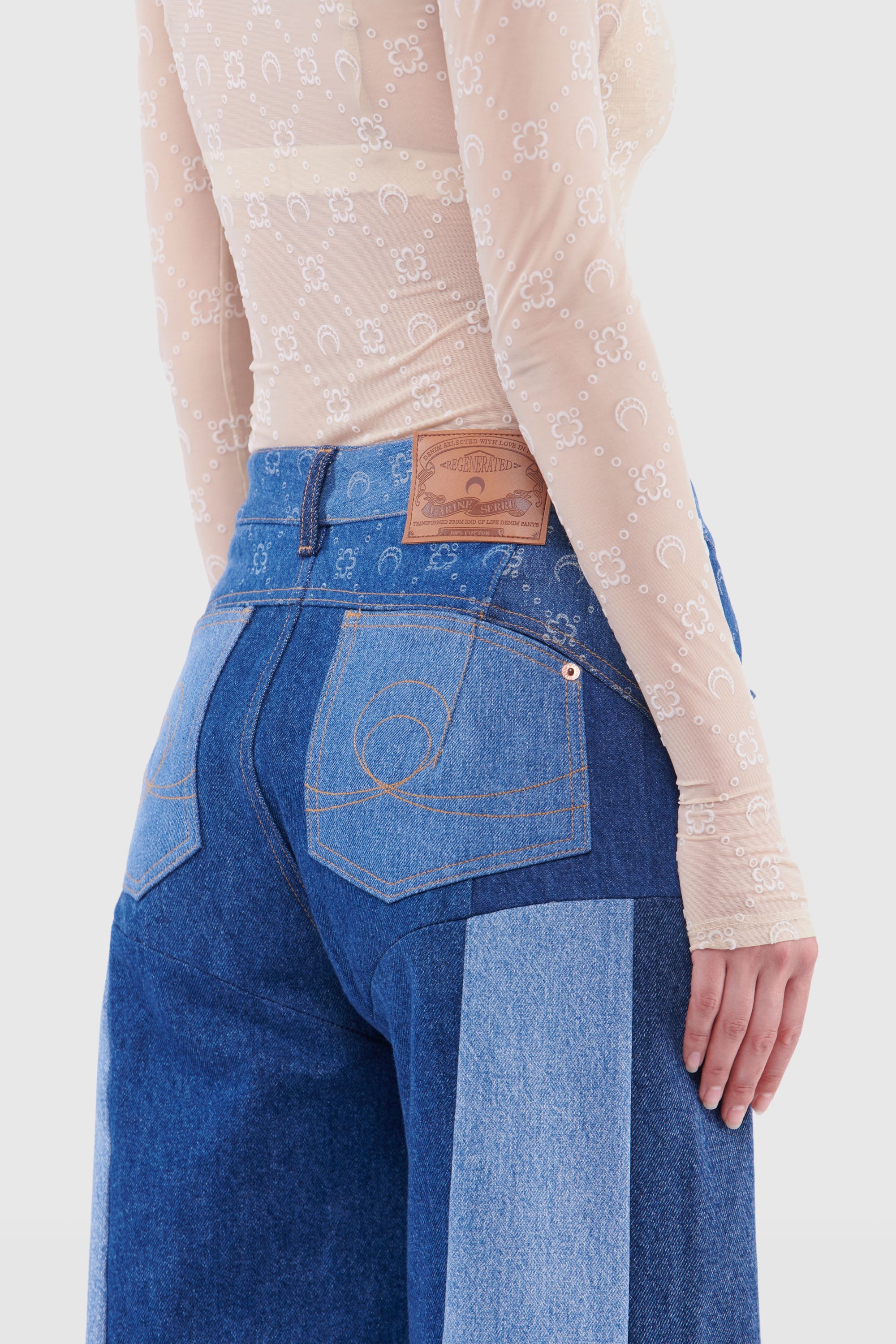 Regenerated Denim Moonogram Wide Leg Trousers - 3