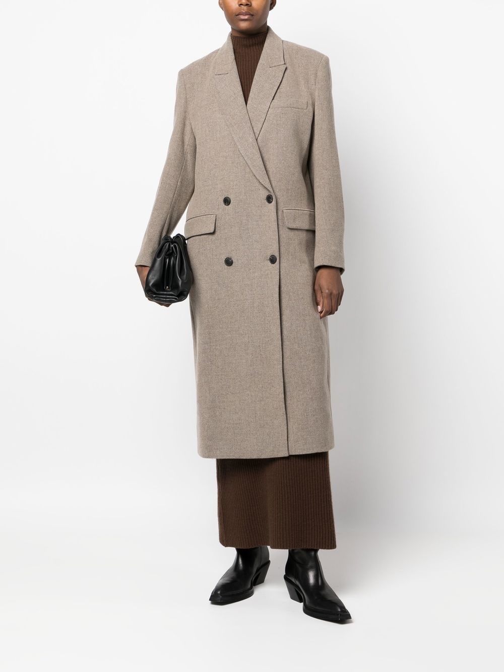 buttoned-up double-breasted coat - 2