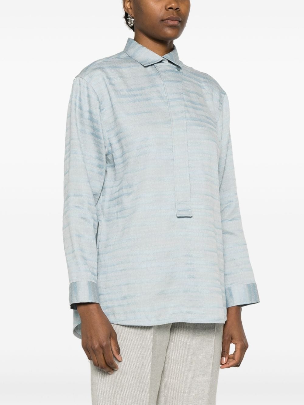 striped linen-blend shirt - 3