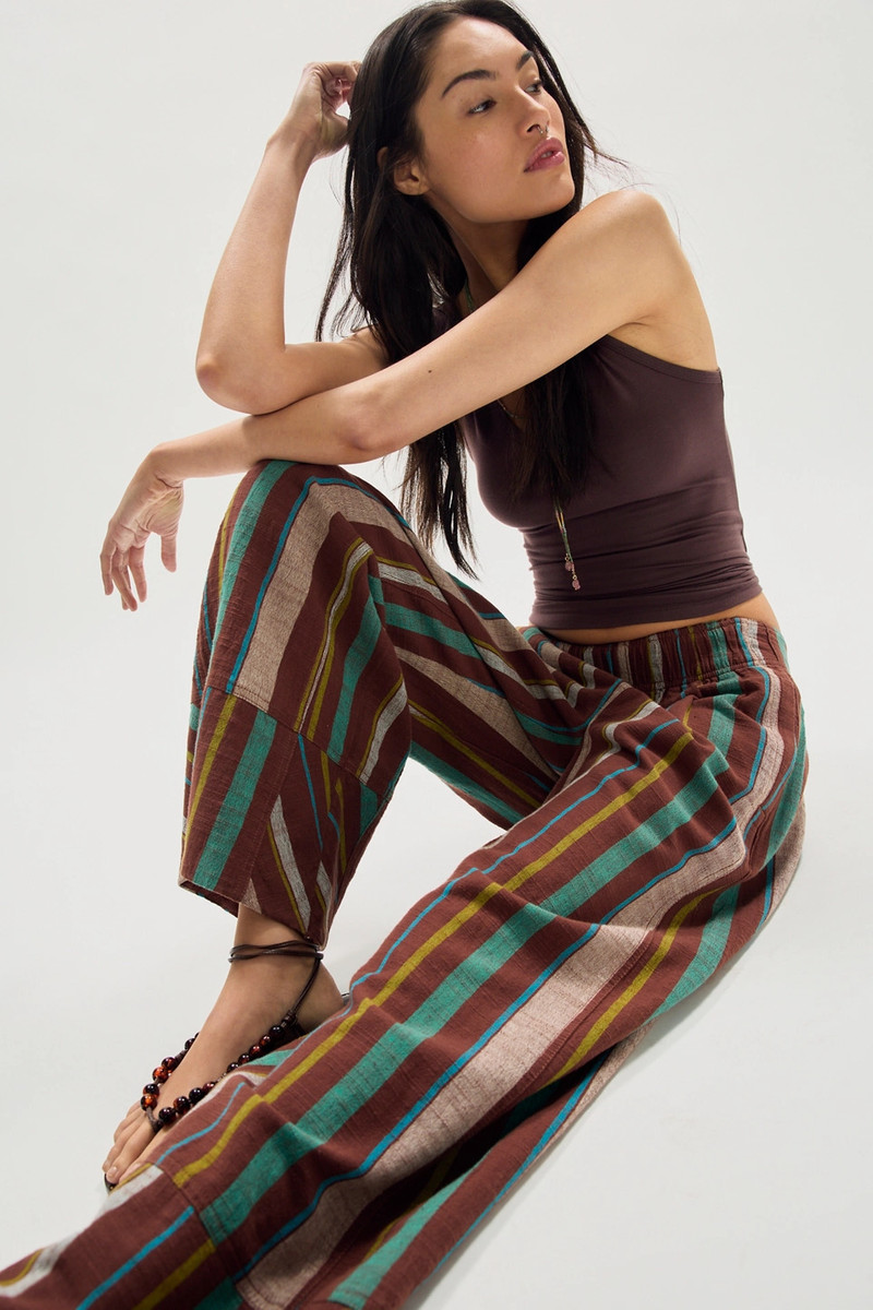 Day's End Linen Striped Pull-On Pants 4