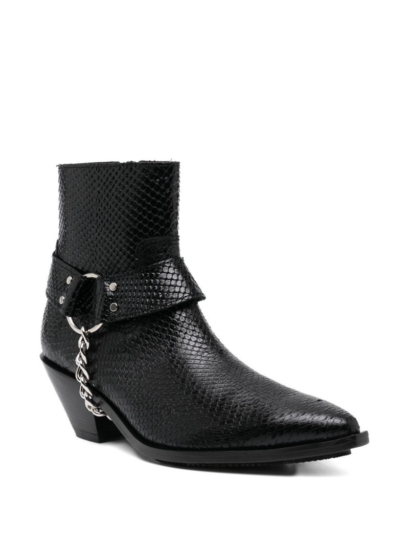 Junya Watanabe 50mm snakeskin chain-detail boots outlook