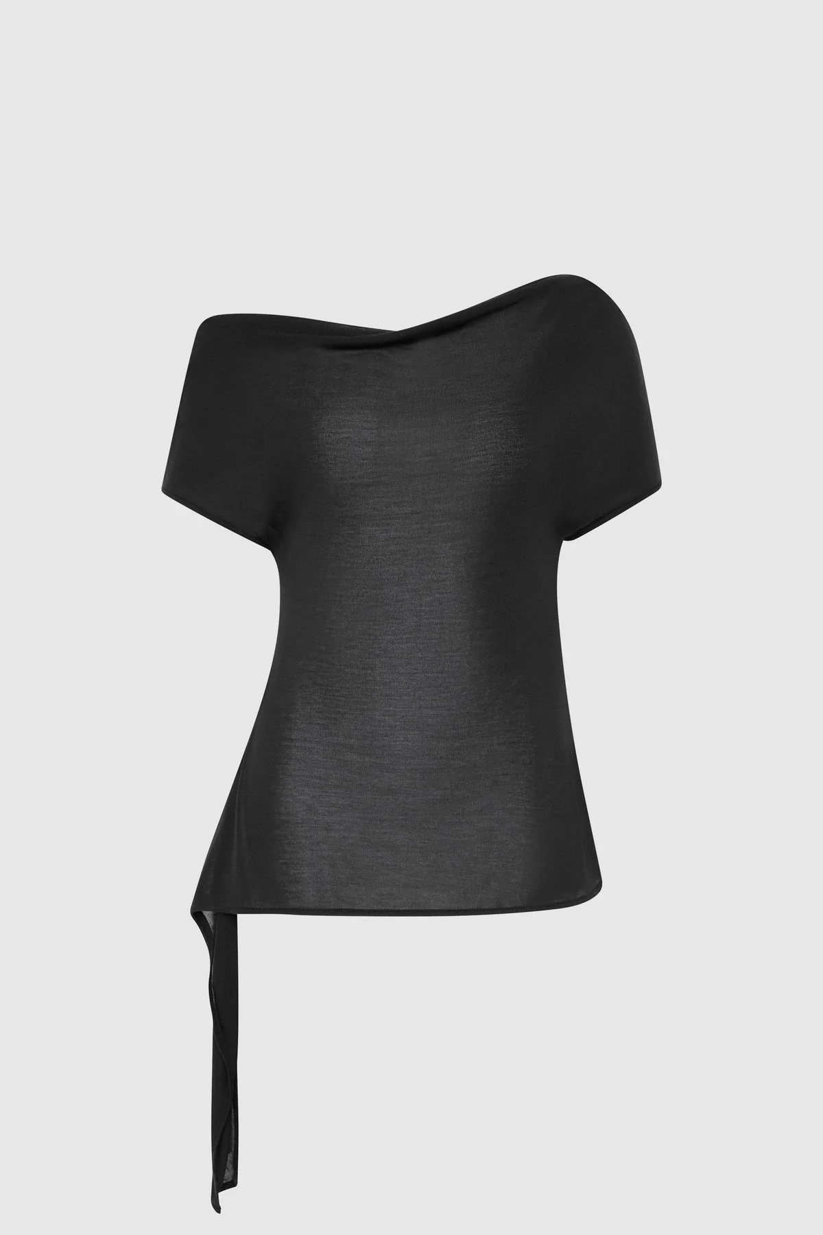 Fine Jersey Off Shoulder Top - Charcoal - 1