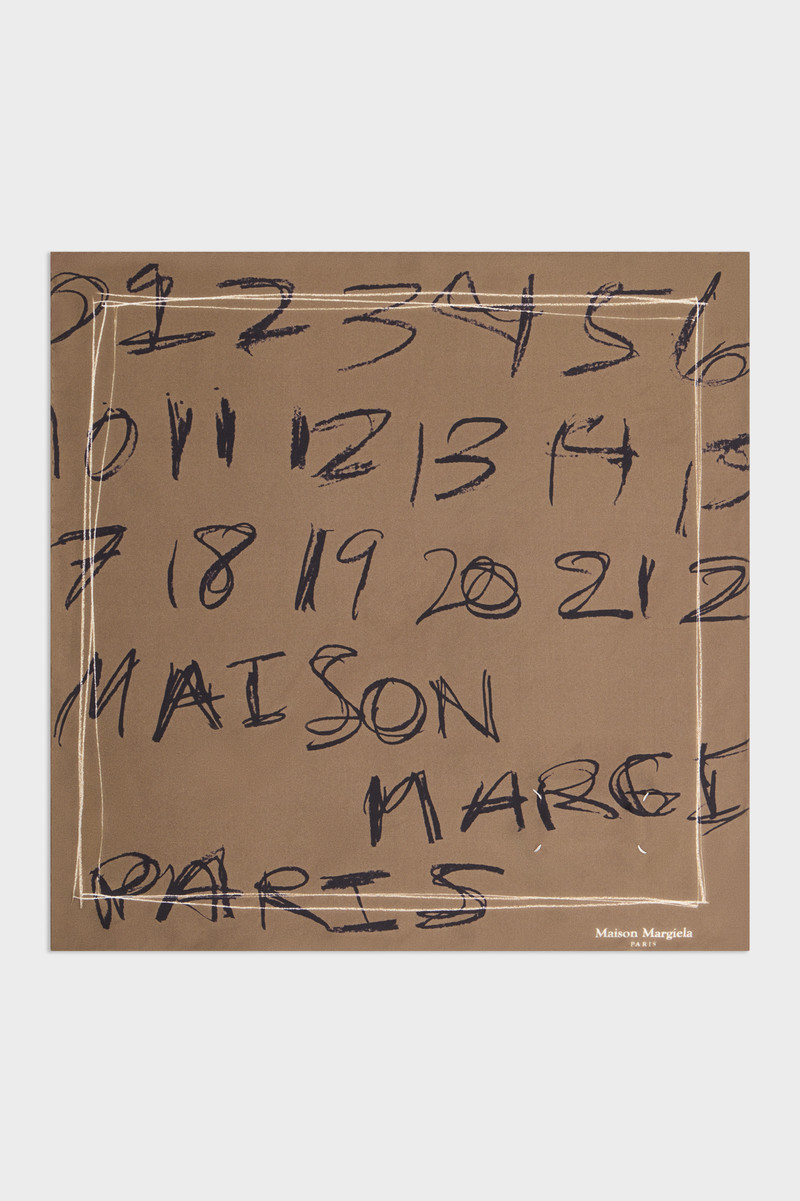 Scribbled Numerical silk foulard 1