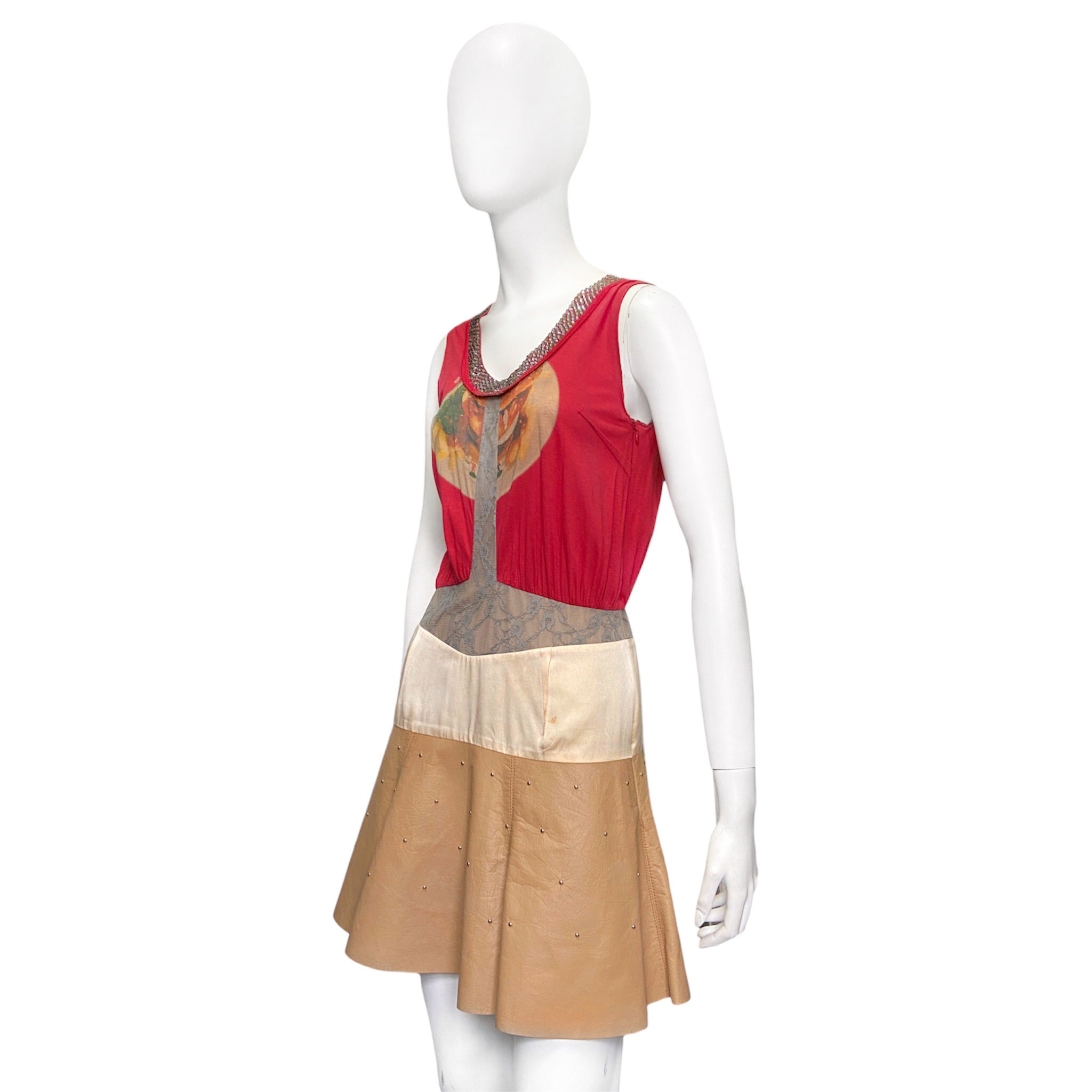 Undercover ss13 hamburger embossed silk mesh leather dress 1 - 3