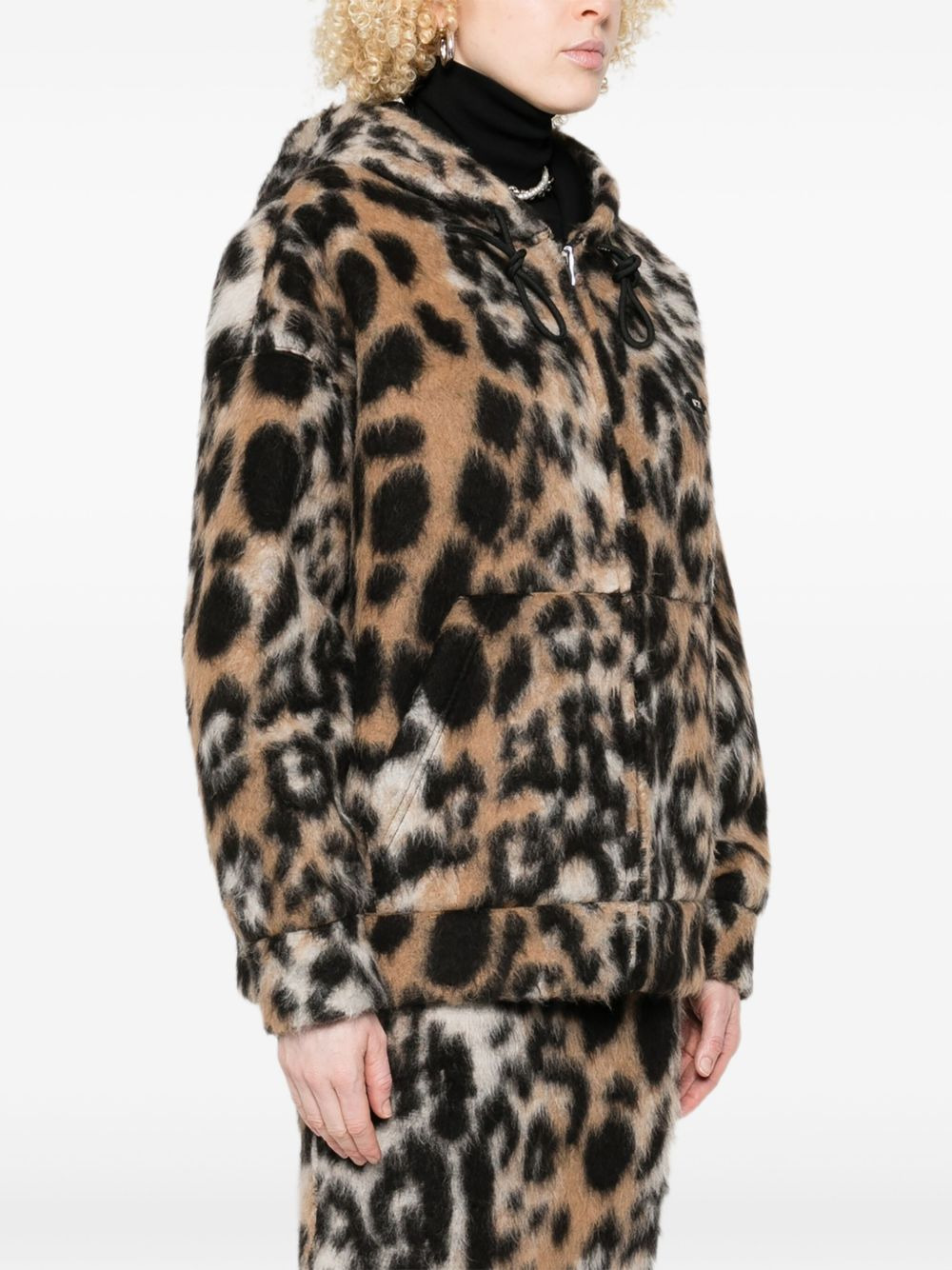 leopard-print hooded jacket - 3