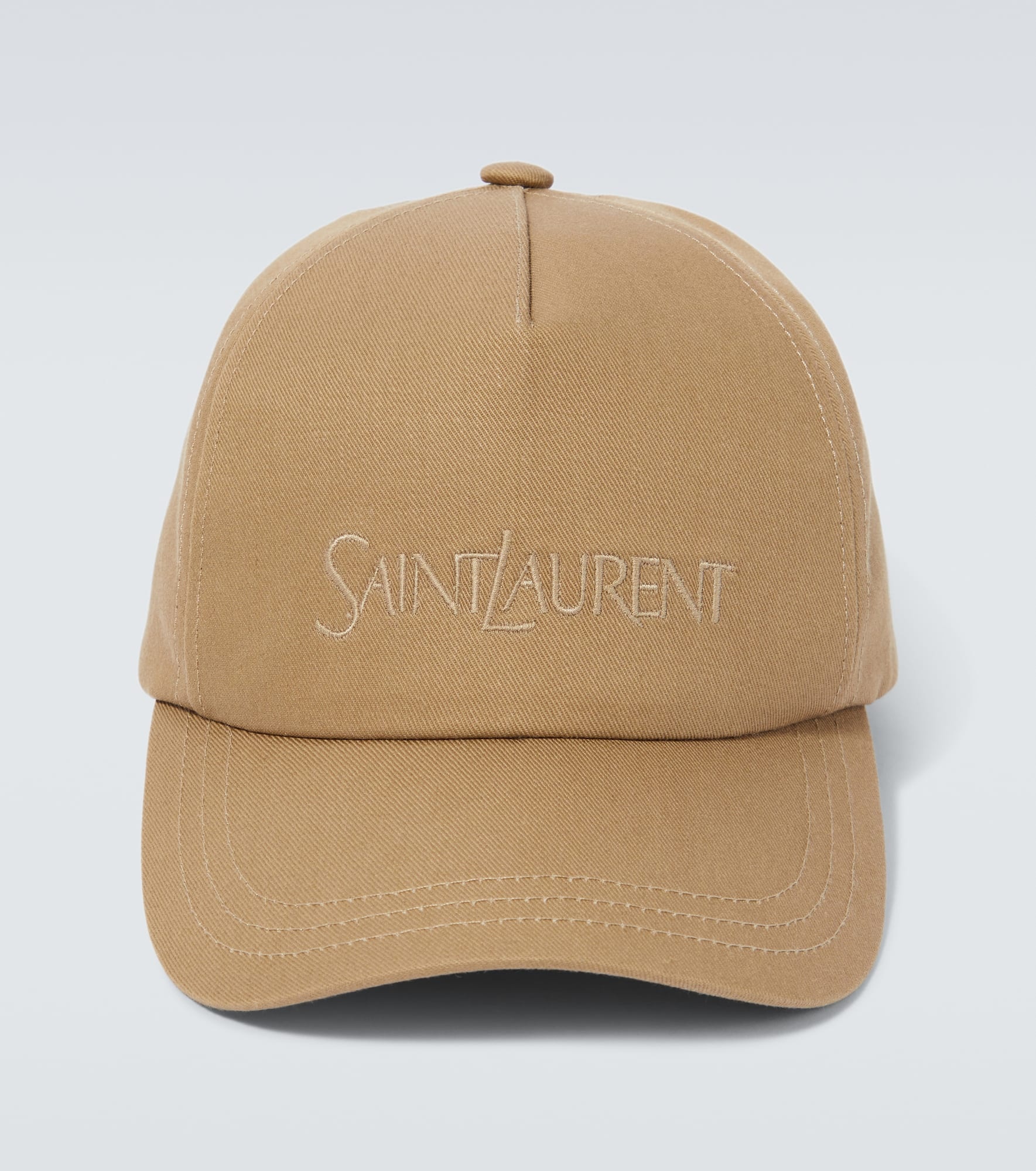 Logo cotton and linen gabardine baseball cap - 1