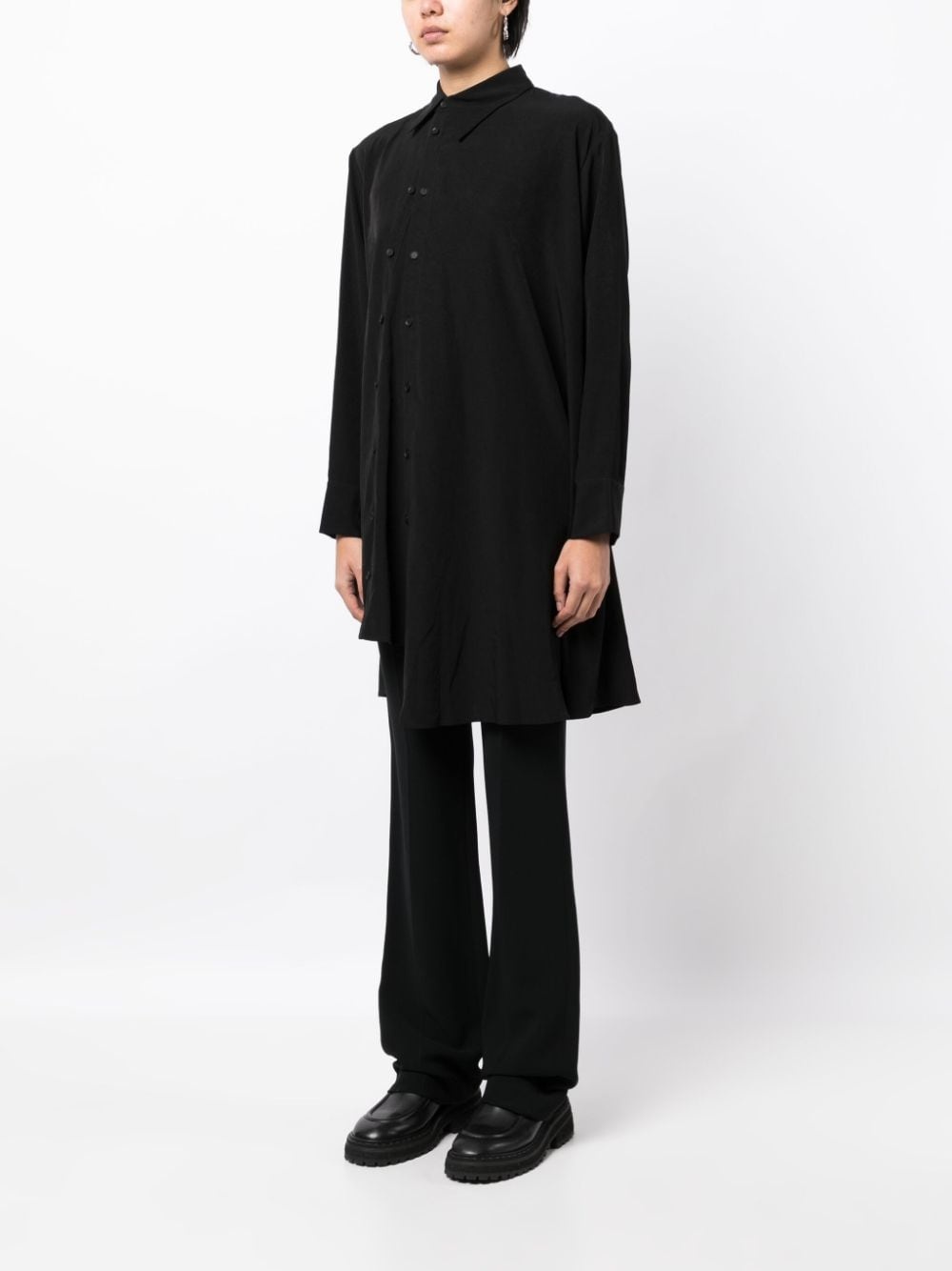 asymmetric decorative button-detail shirt - 3