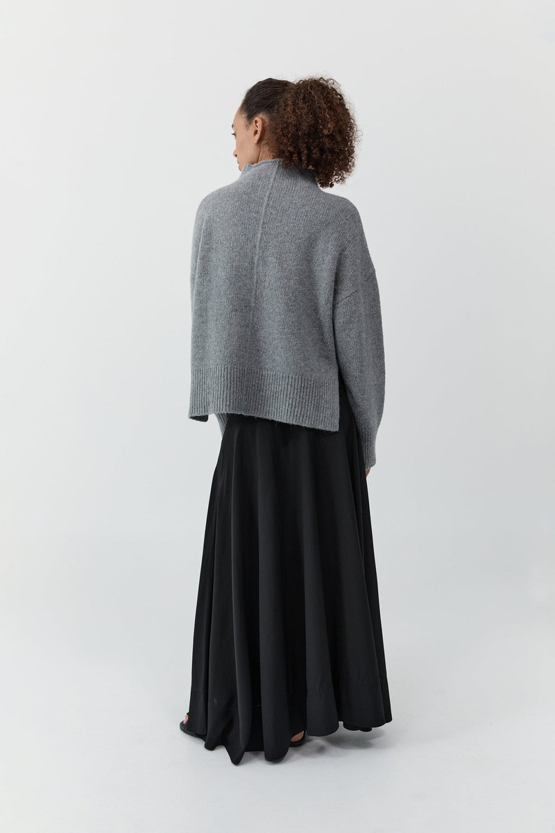 Wool Blend Mock Neck Sweater - Concrete 5