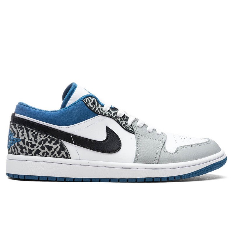 AIR JORDAN 1 LOW SE - WHITE/DARK MARINA BLUE/CEMENT GREY - 1