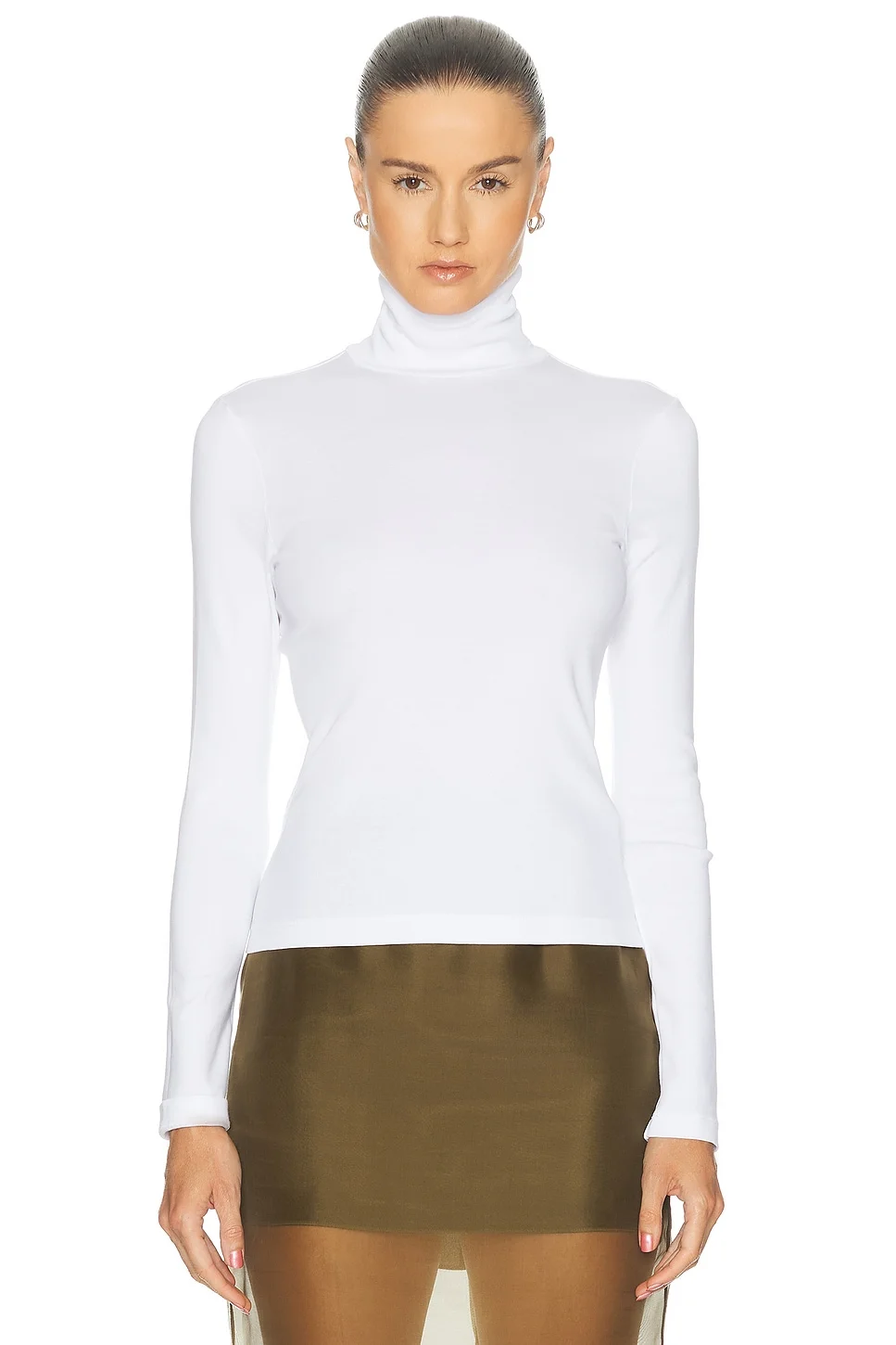 Supima Cotton New Classic Long Sleeve Turtleneck Top - 1