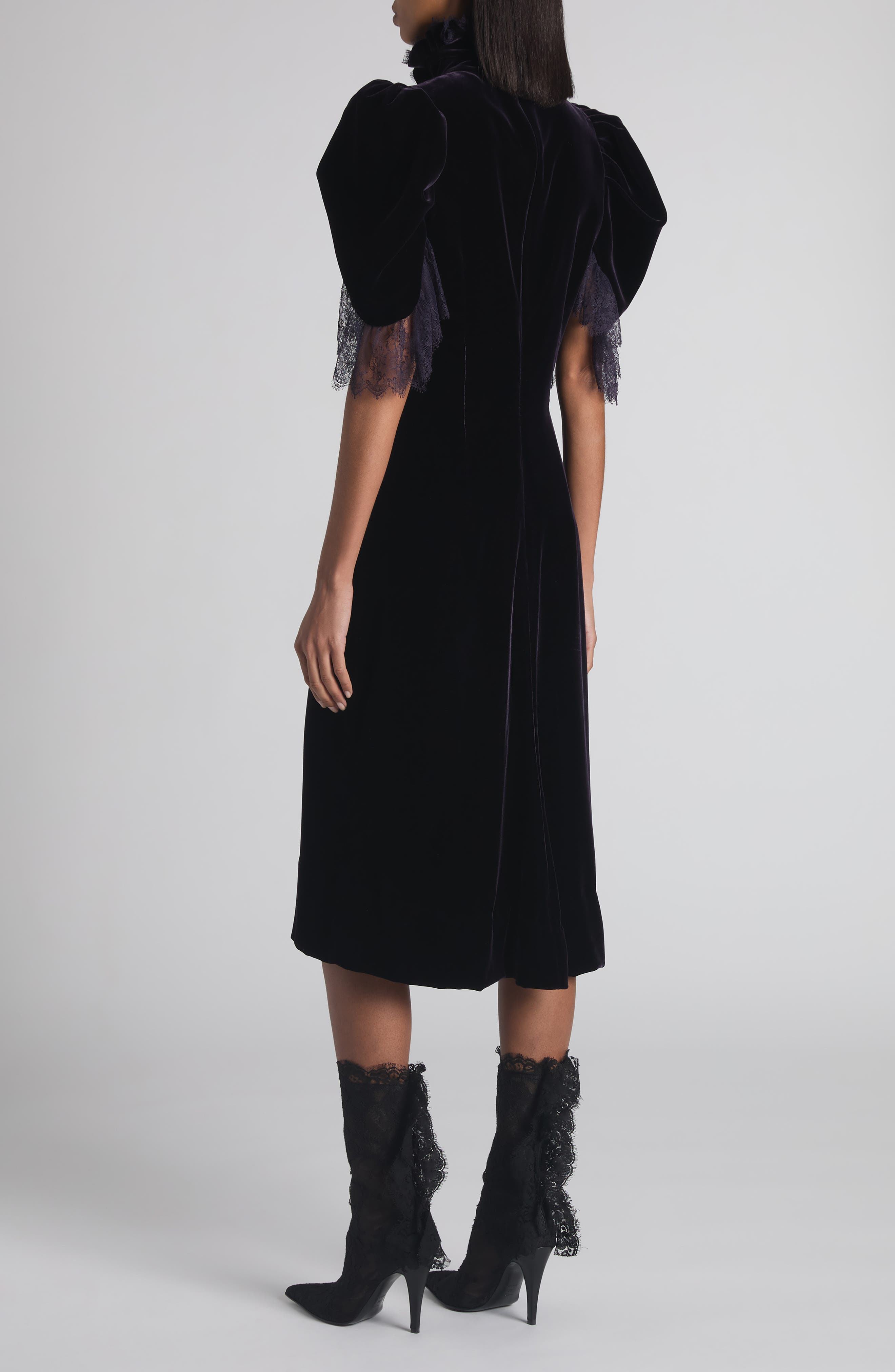 McQueen Puff Sleeve Velvet Cocktail Dress in Violet at Nordstrom - 2