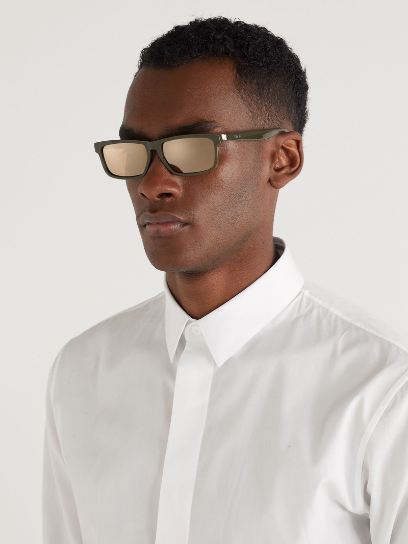 Dior DioRider S2U Rectangle-Frame Acetate Mirrored Sunglasses Green outlook