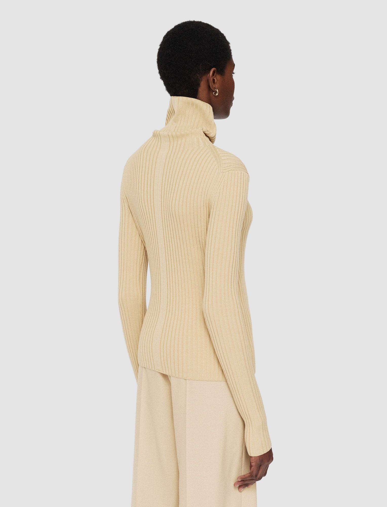 Merino Silk Rib High Neck Jumper - 4