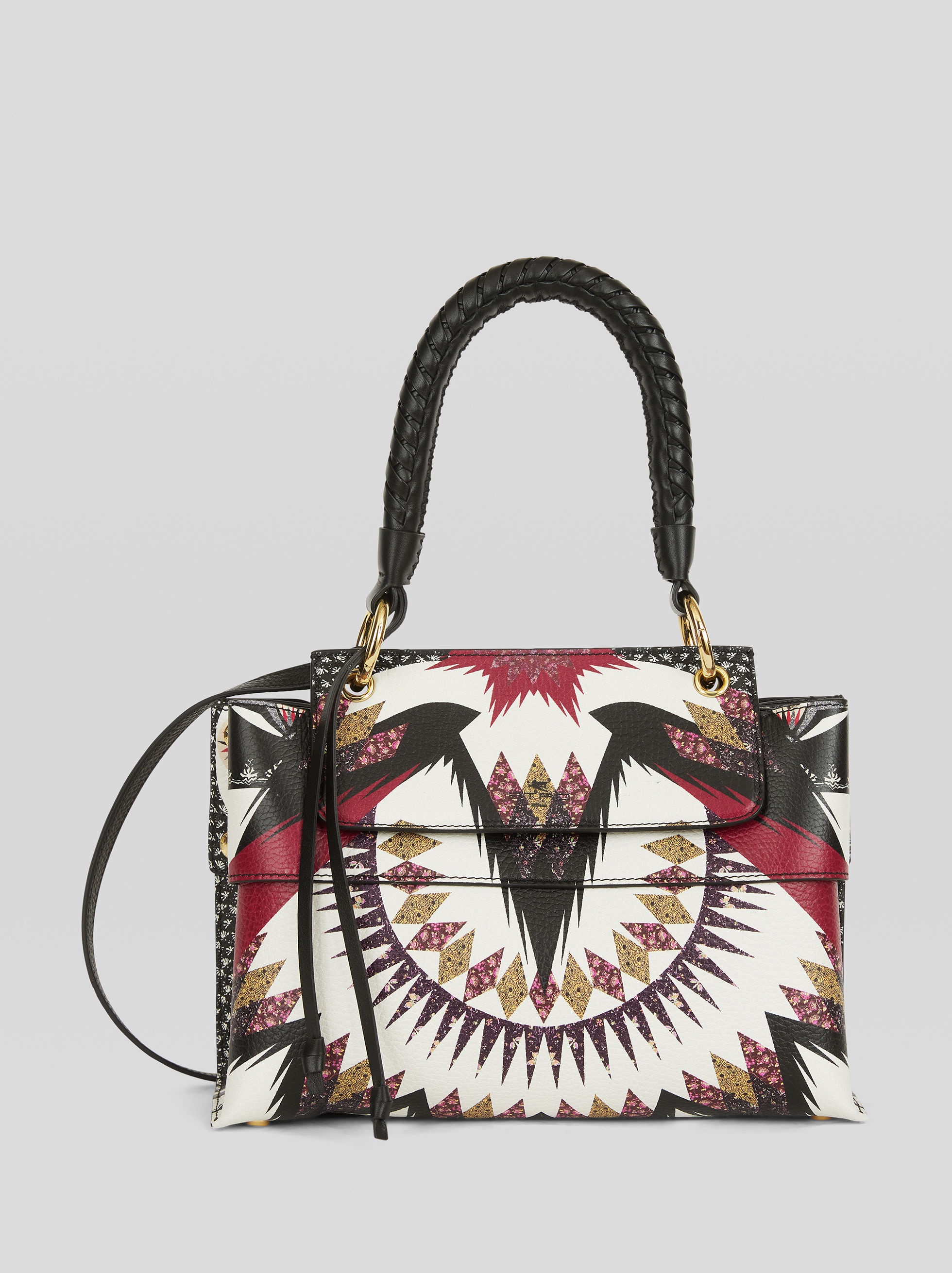MEDIUM LEATHER BAG WITH GEOMETRIC PRINT - 1