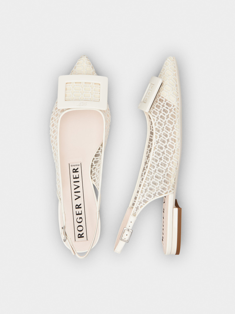 Gommettine Net Lacquered Buckle Slingback Ballerinas in Fabric 4