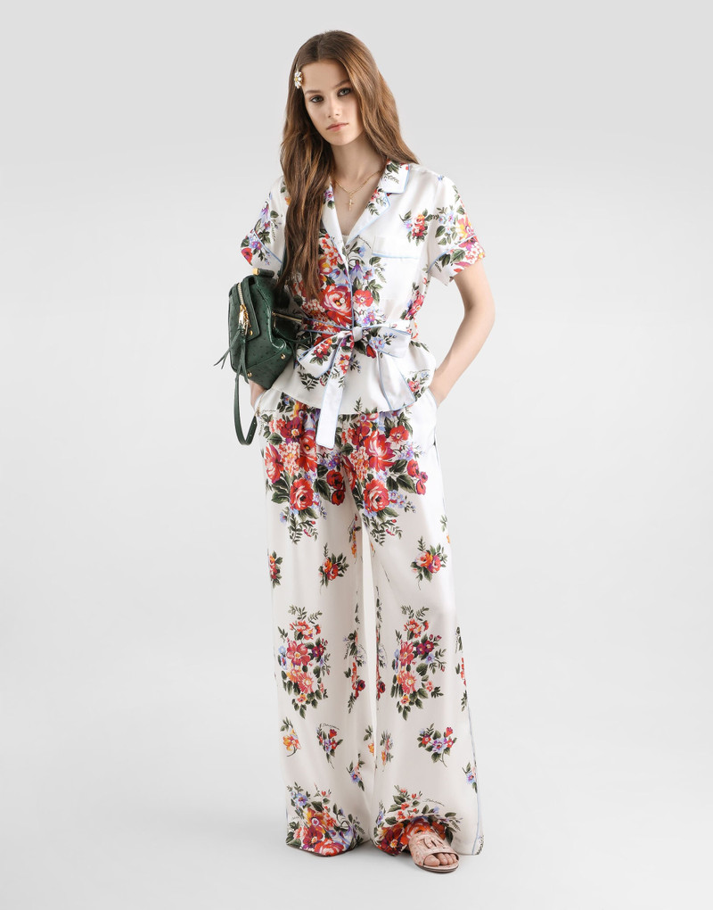 Dolce & Gabbana Flower bouquet-print twill trousers outlook