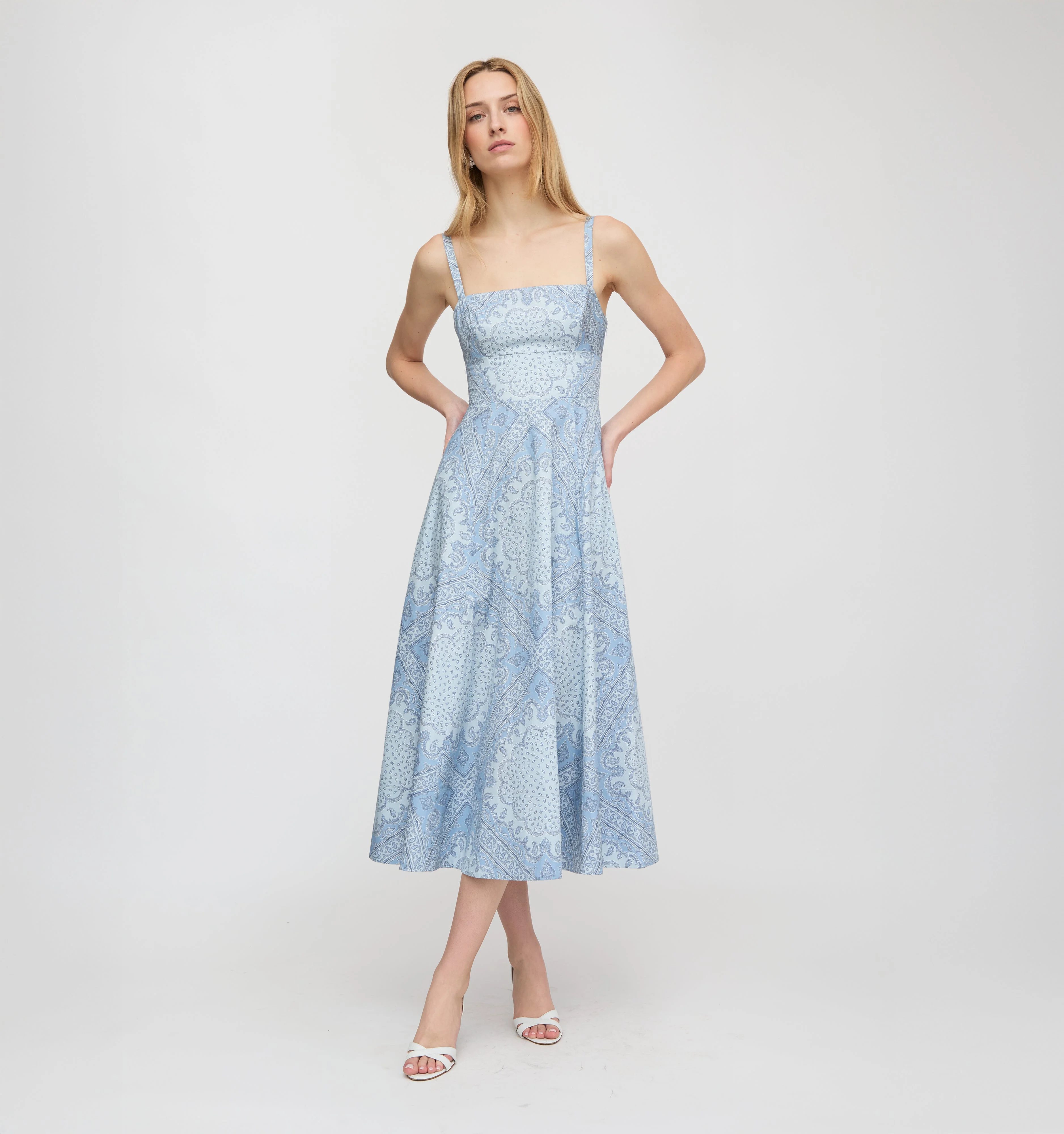 The Margot Dress - Dusty Blue Paisley Scarf - 1
