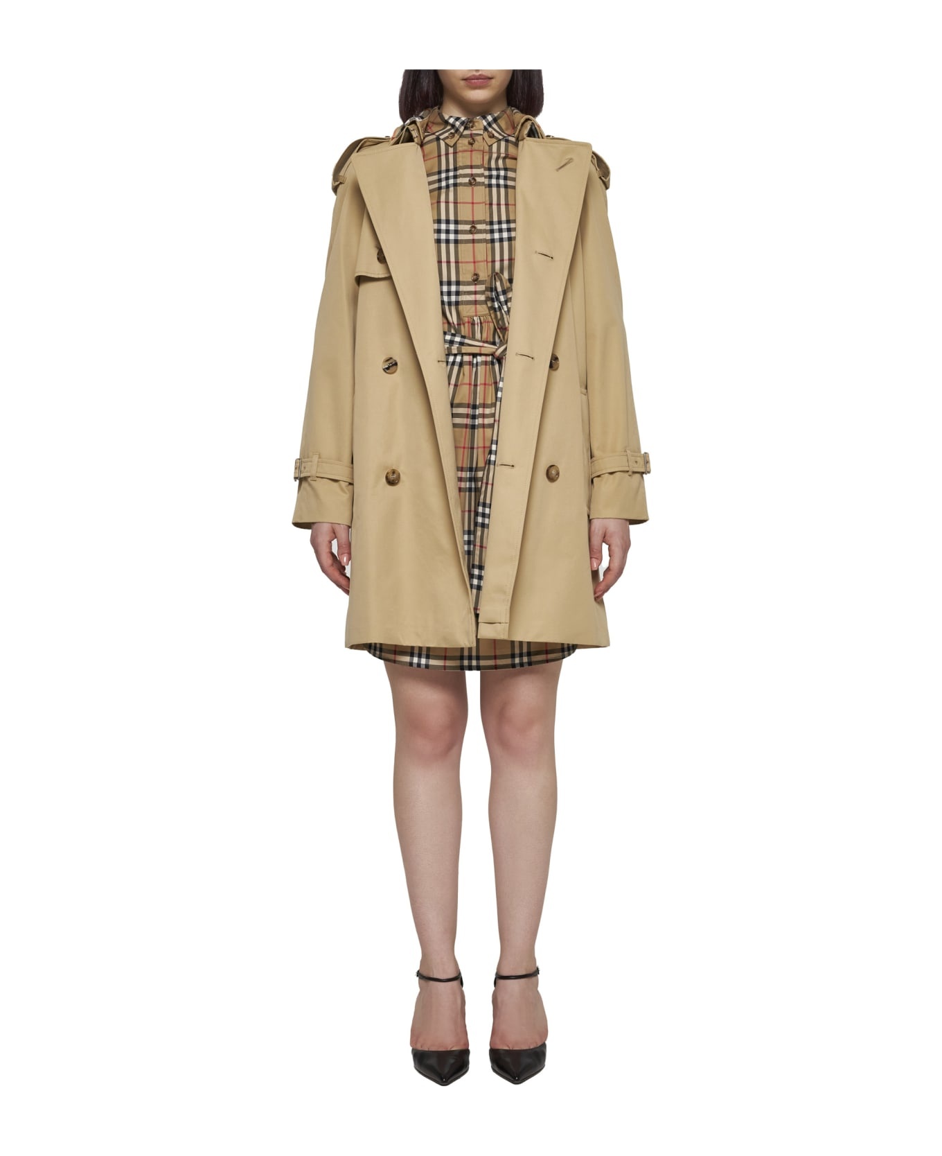 Raincoat With Check Collar - 2