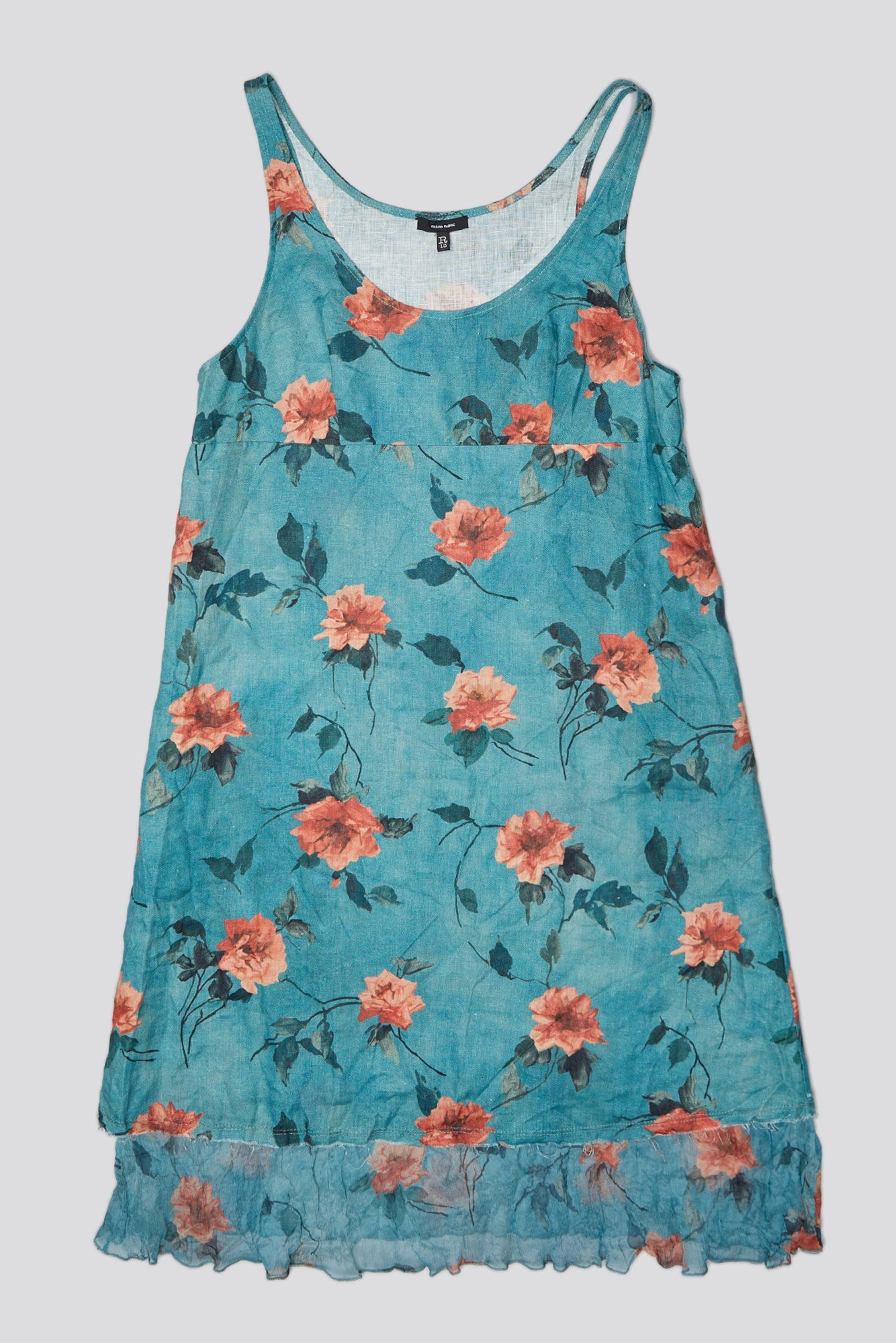 LAYERED FLOUNCE TANK SLIP - BLUE FLORAL - 1