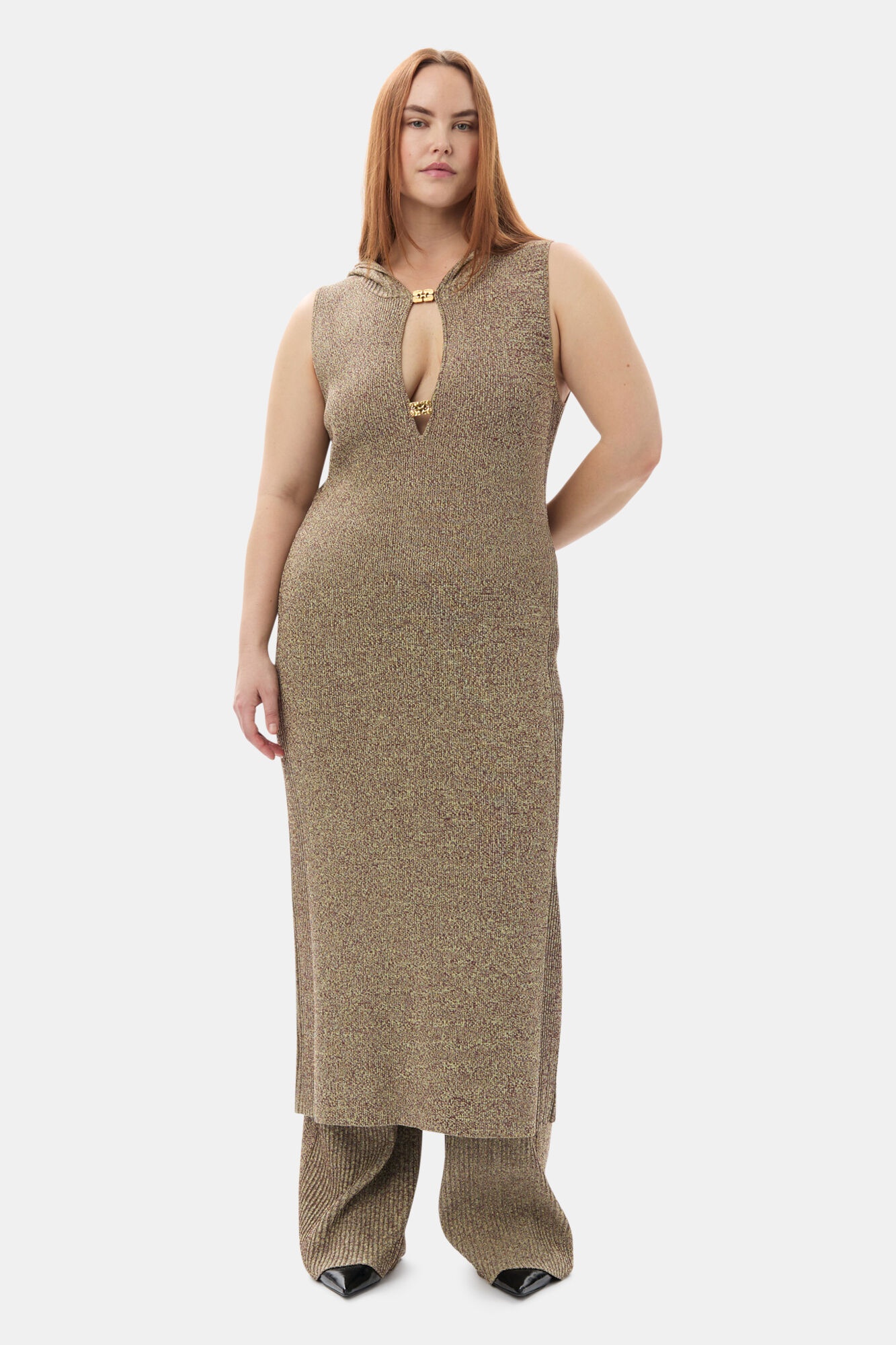 GANNI X PALOMA ELSESSER MELANGE RIB STRAIGHT TROUSERS - 2