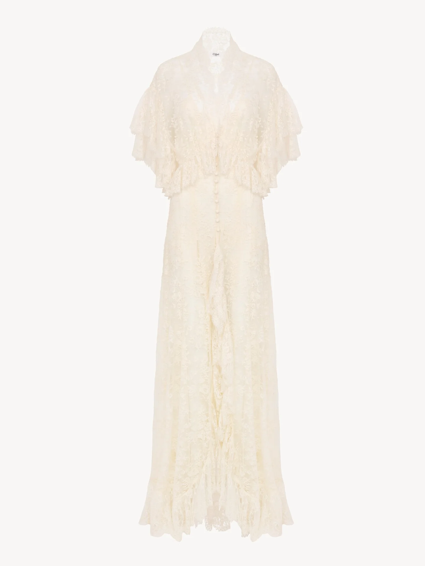 LONG RUFFLED DRESS IN LACE - 1