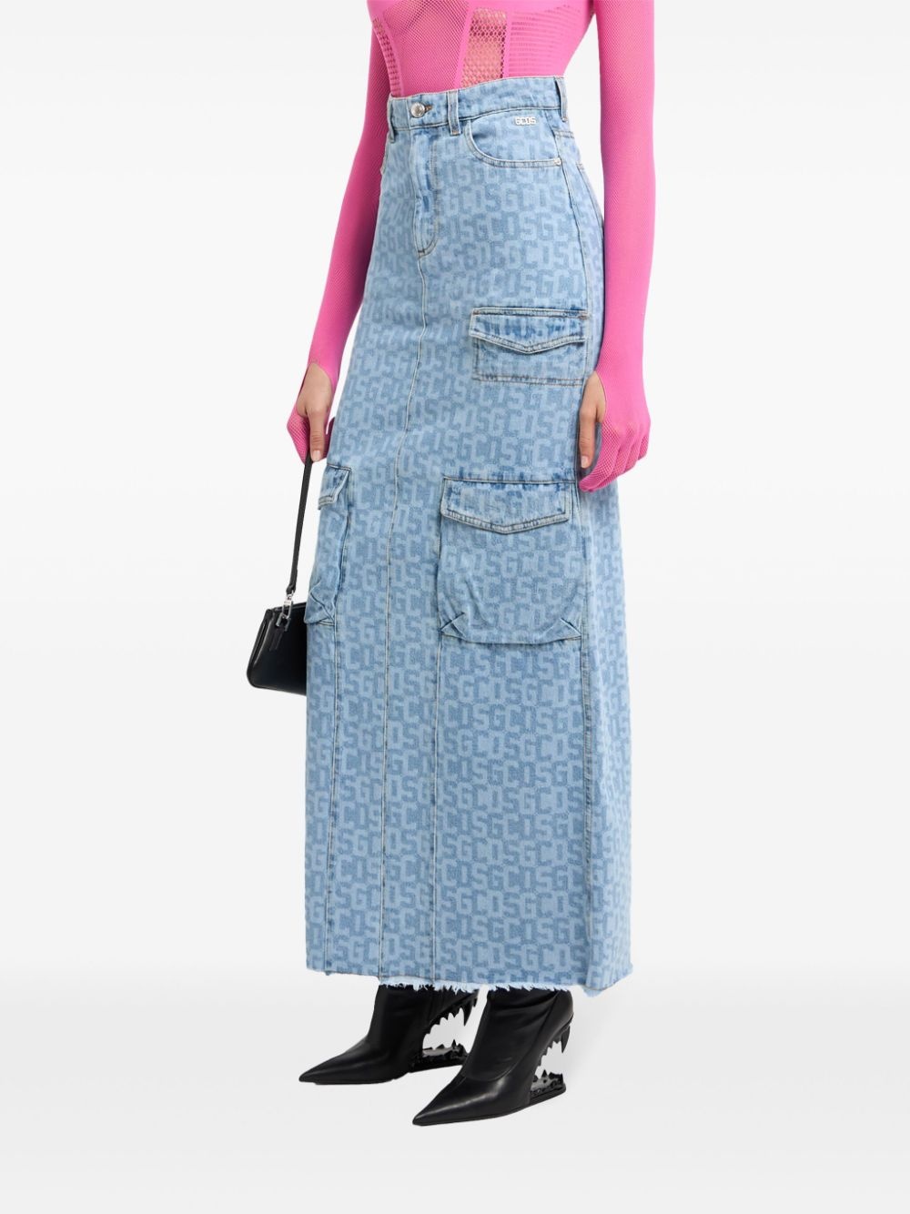 monogram denim skirt - 4