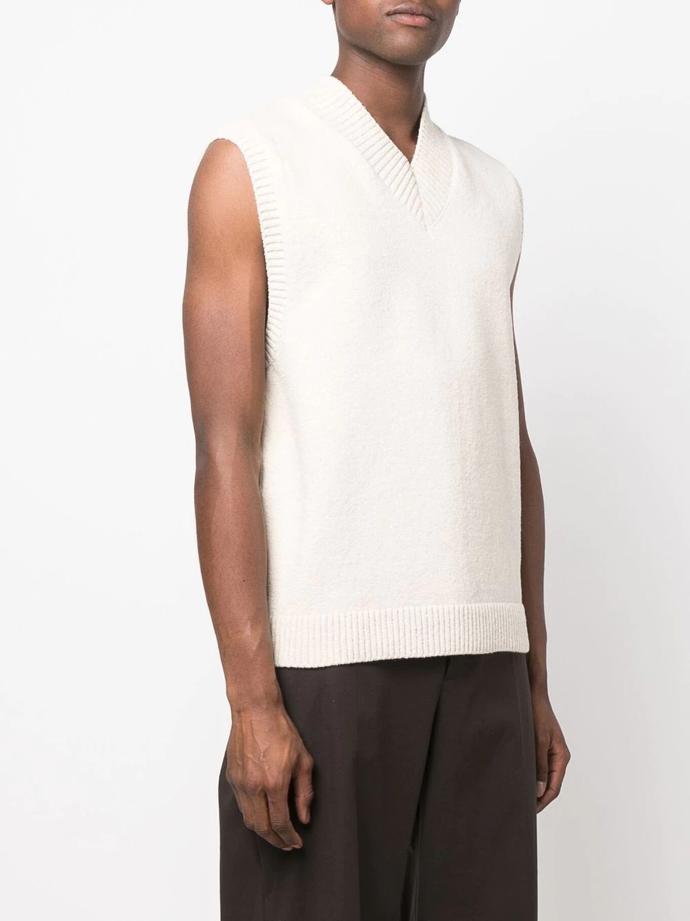 knitted V-neck vest - 3