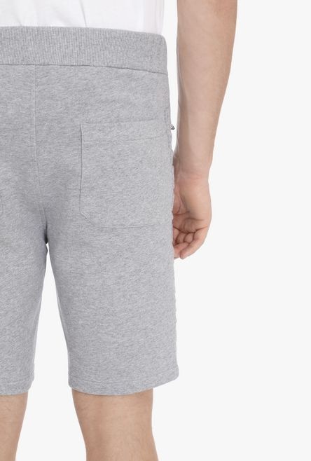 Heather gray cotton shorts with embossed gray Balmain Paris logo - 5