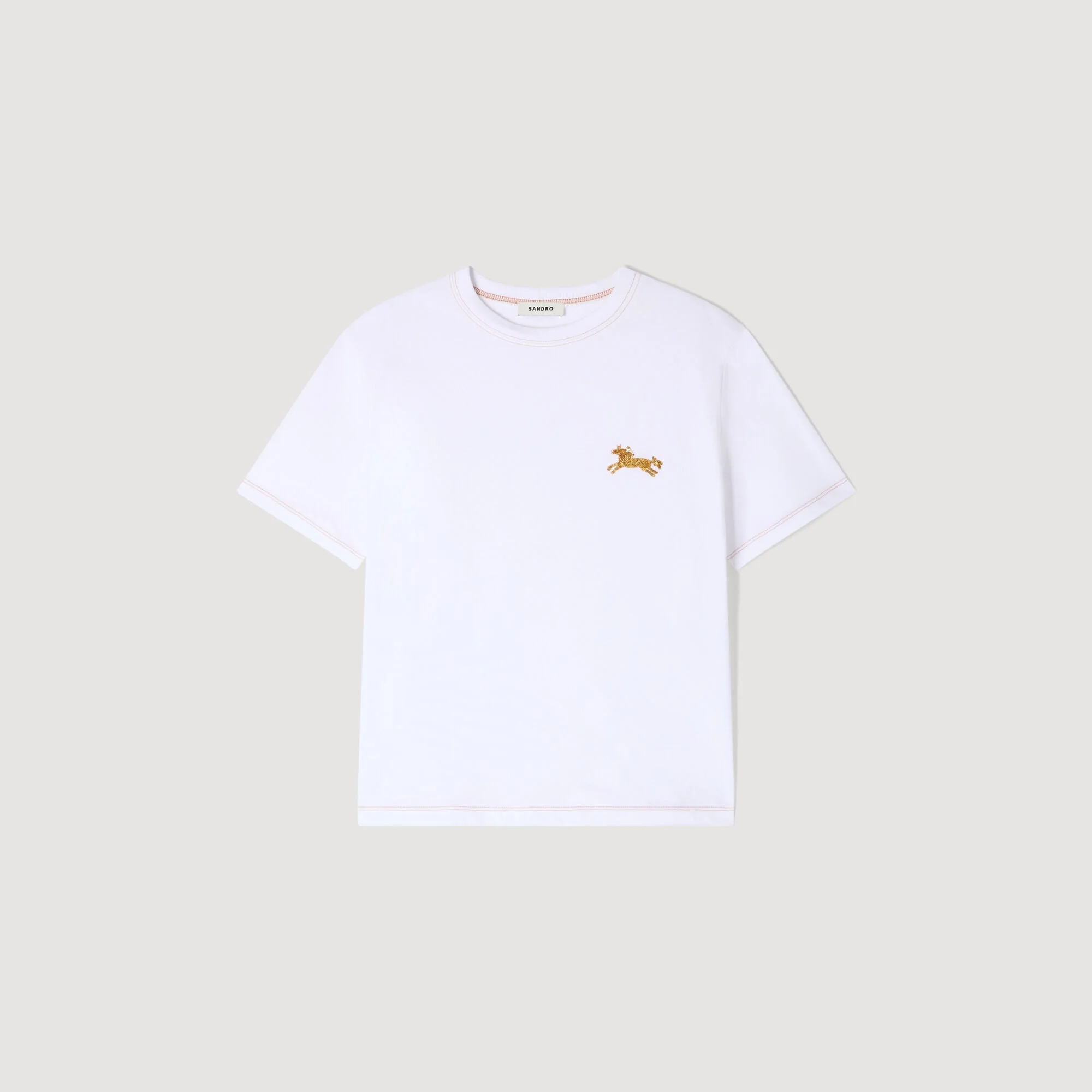 HORSE EMBROIDERY COTTON T-SHIRT - 1
