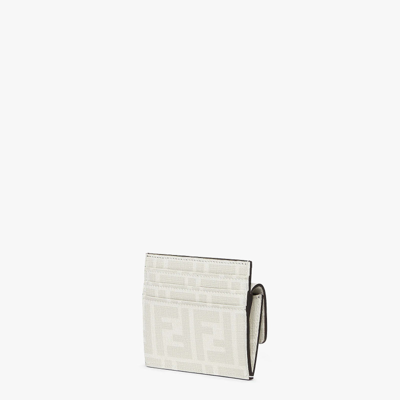 Fendi Roma card holder with three card slots and coin pocket with press-stud button. Made of white a 2