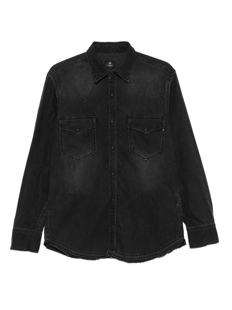 frayed-hem denim shirt 1