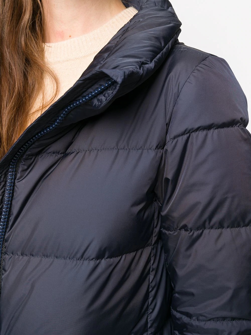 feather-down puffer jacket with detachable hood and glove detailing - 5