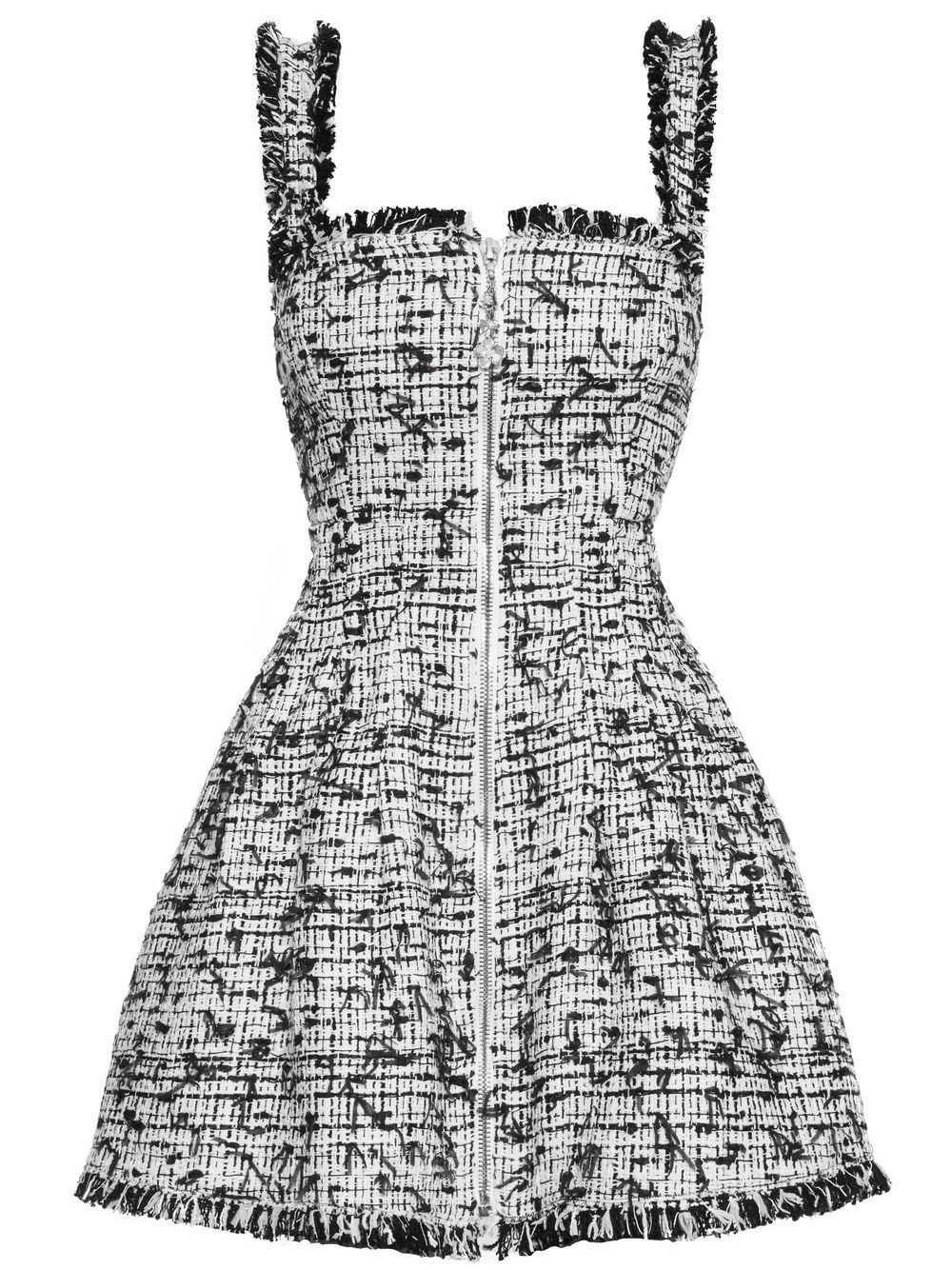 frayed-detail tweed dress - 1