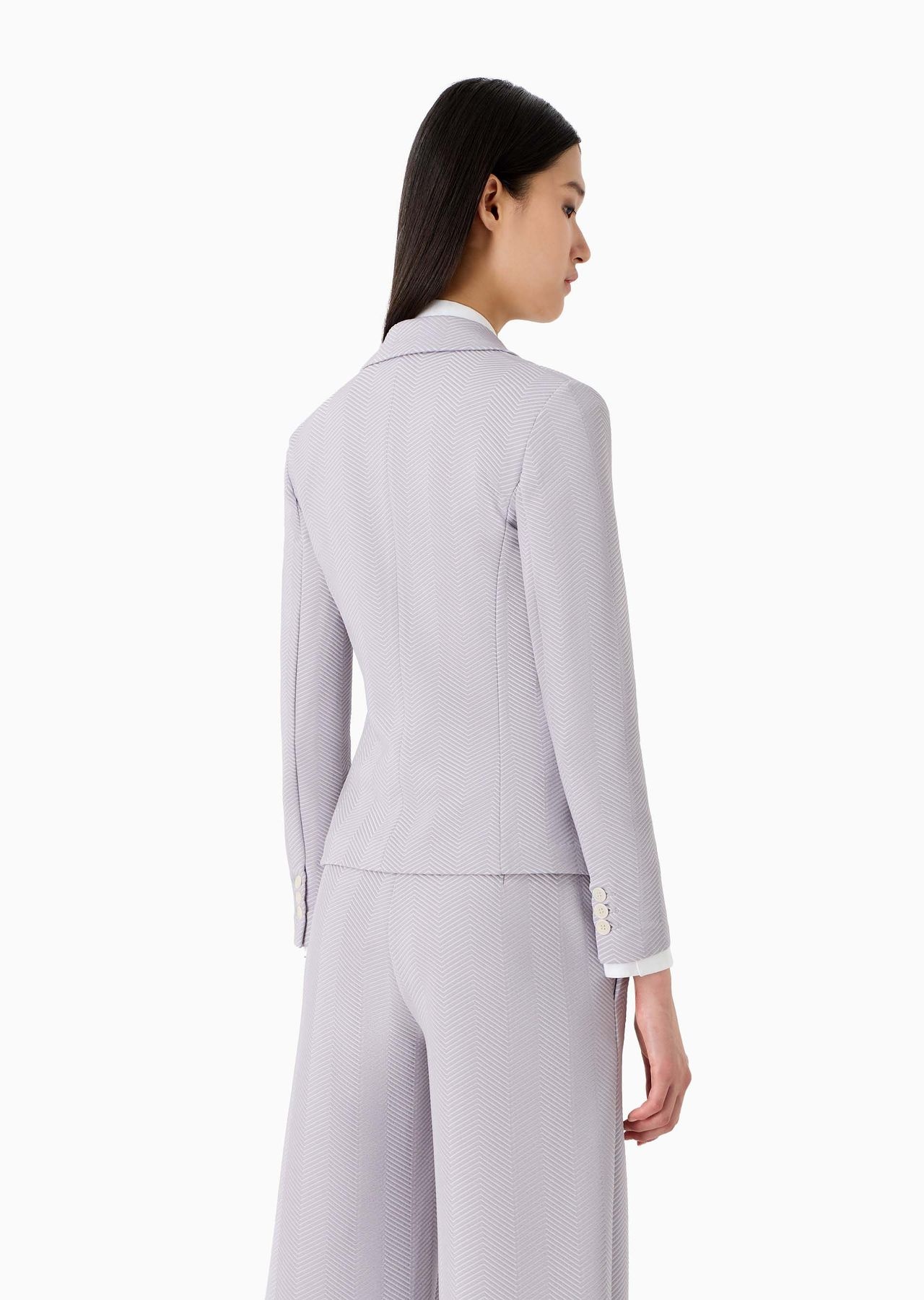 Jersey double-breasted jacket with embossed jacquard chevron motif - 3