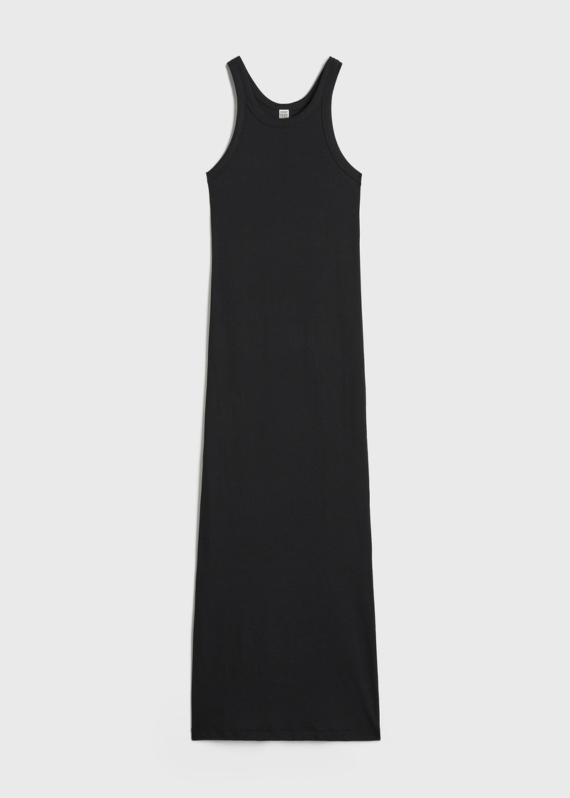 Curved rib tank dress black 1