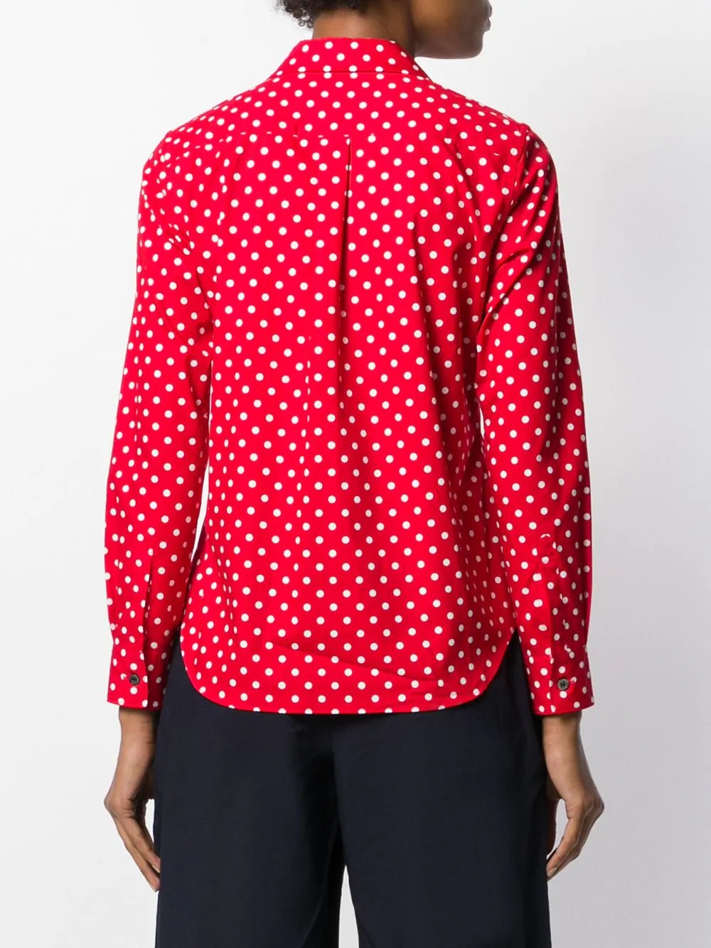 polka dot print curved hem shirt - 4