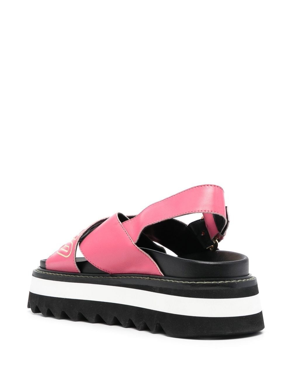 logo-print leather platform sandals - 3