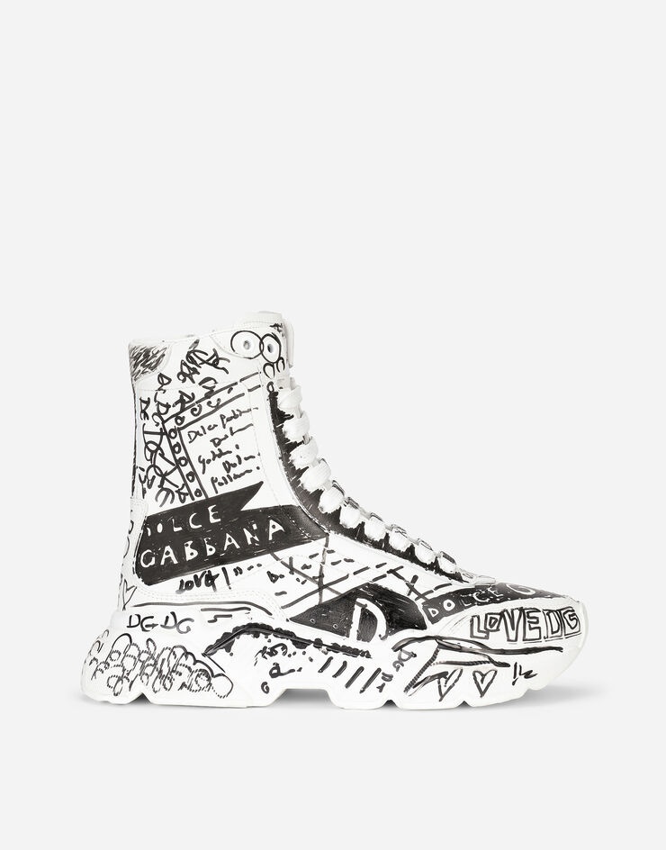 Hand-painted “graffiti” calfskin nappa Daymaster mid-top sneakers - 1