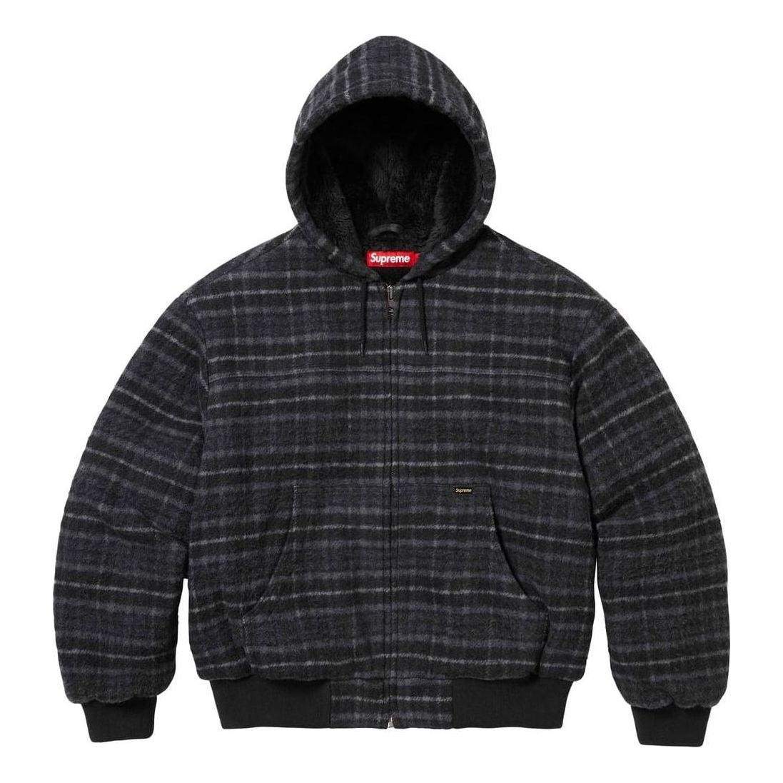 Supreme Plaid Wool Hooded Work Jacket 'Black Grey' SUP-FW23-075 - 1