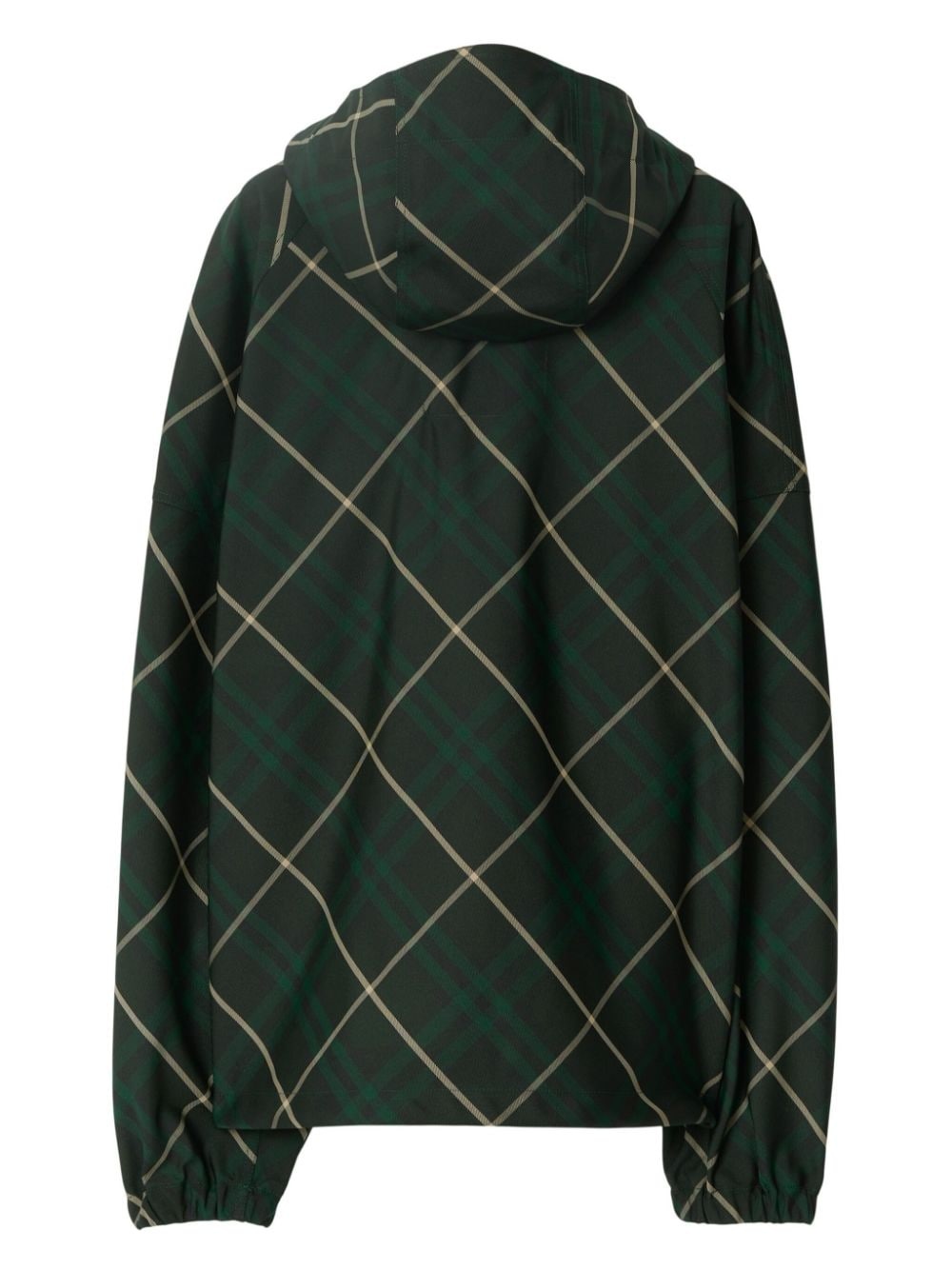 hooded check-print twill jacket - 6