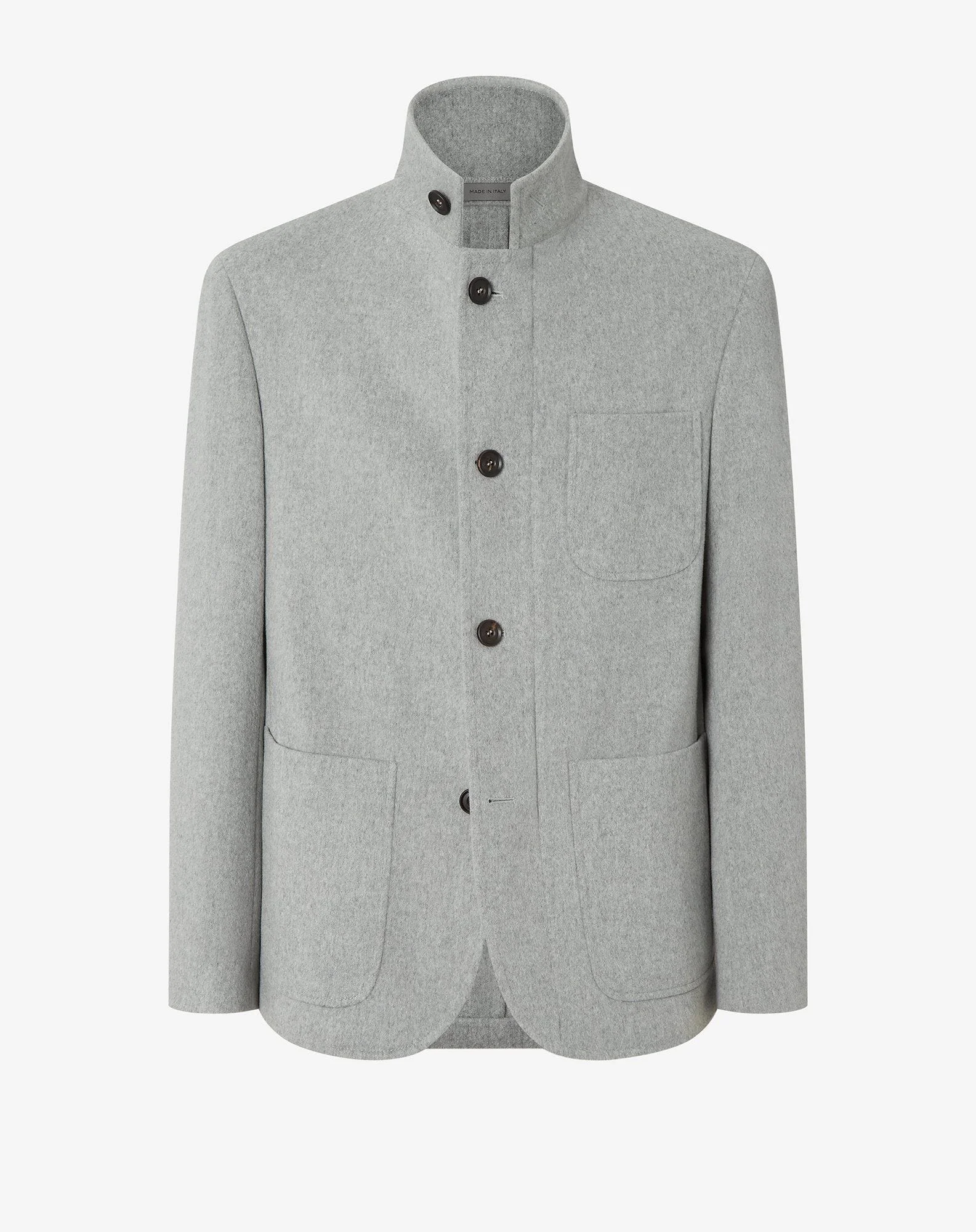 Pale melange grey pure wool beaver jacket - 1