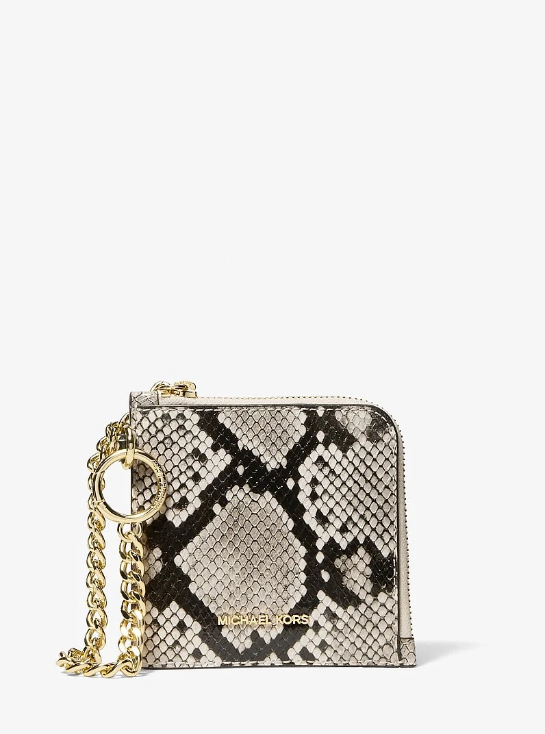 Jet Set Travel Medium Snake Embossed Chain Wallet - 1