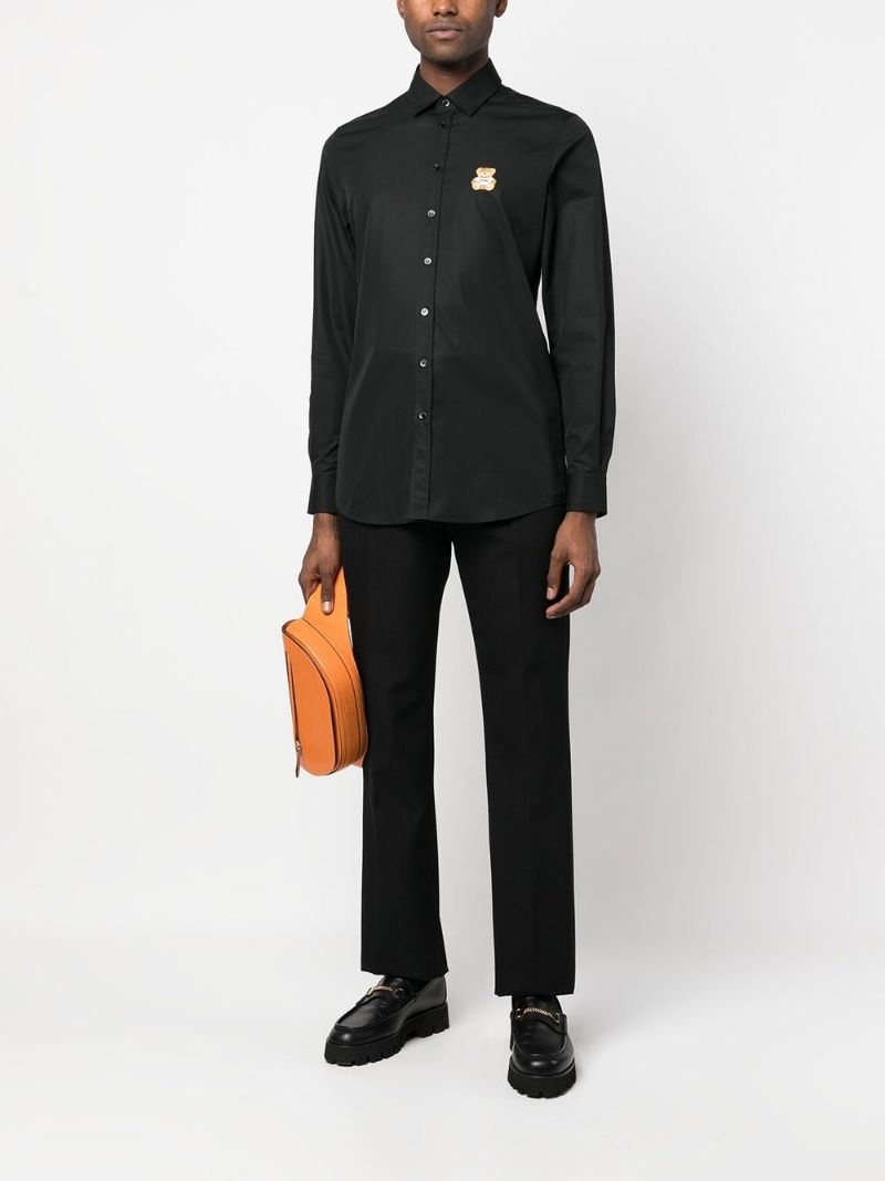 embroidered-teddy poplin shirt - 2
