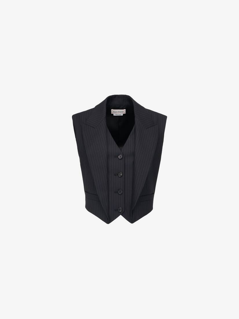Alexander McQueen Women's Pinstripe Waistcoat in Navy