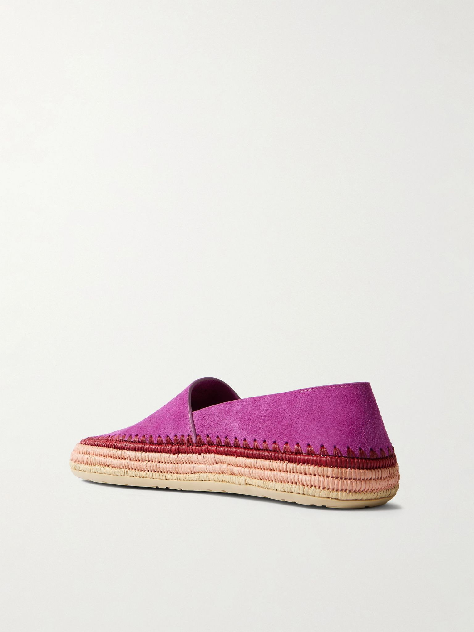 + Paula's Ibiza Rio raffia-trimmed suede espadrilles Fuchsia - 3