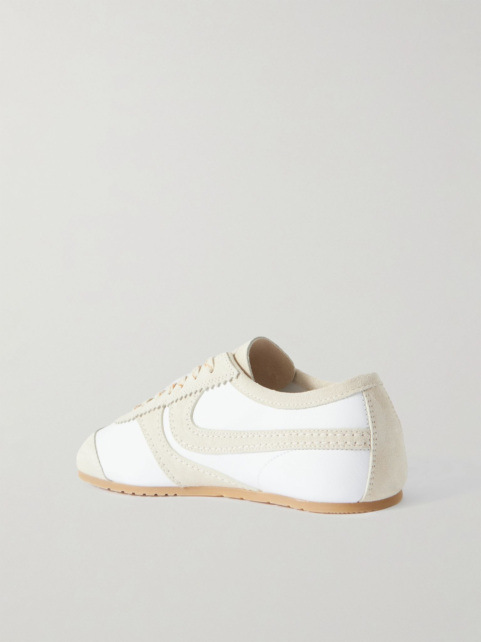 Suede-Trimmed Leather Sneakers White - 4
