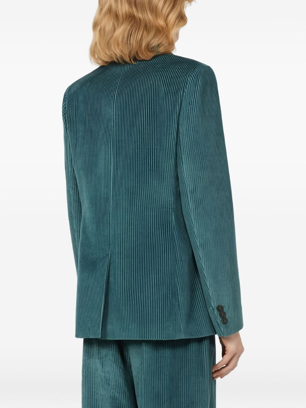 ribbed corduroy-texture double-breasted blazer - 5