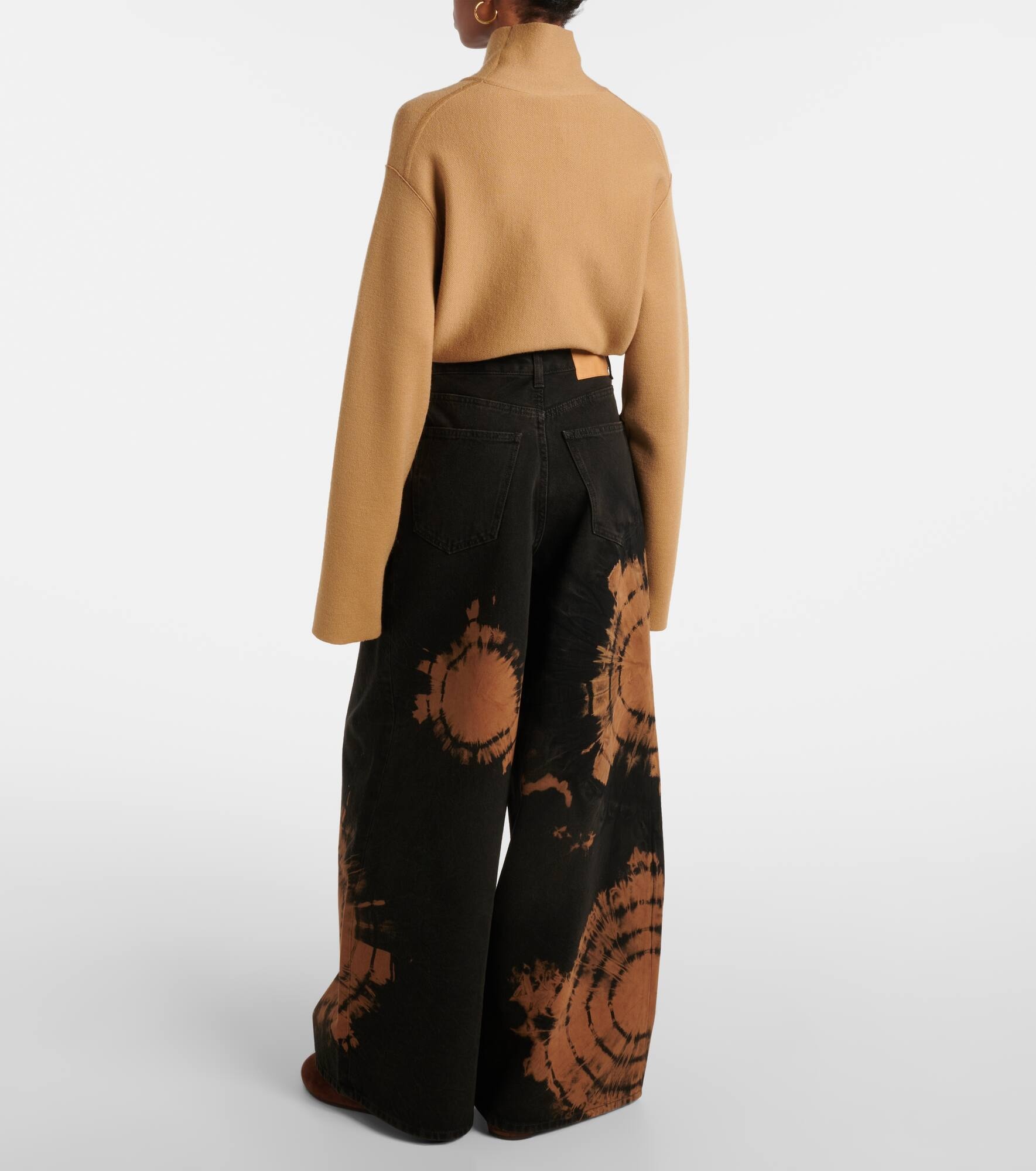 Printed cotton wide-leg pants - 3