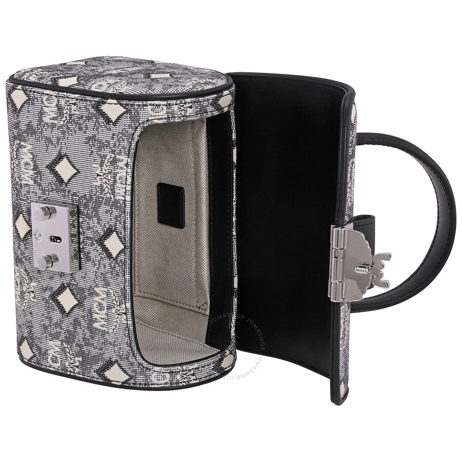 MCM Ladies Grey Satchel in Vintage Jacquard Monogram - 6
